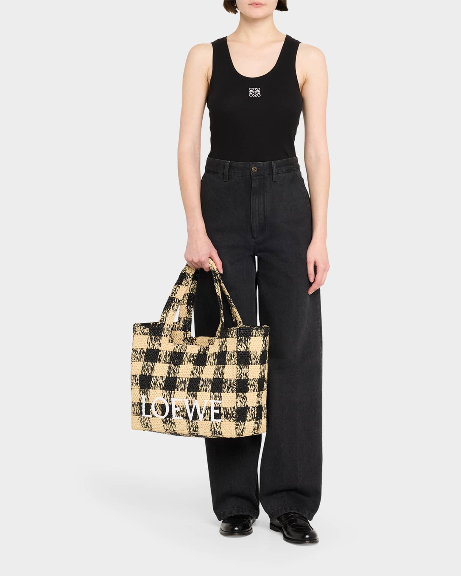 x Paula’s Ibiza Large Tote Bag in Gingham Raffia Product Image