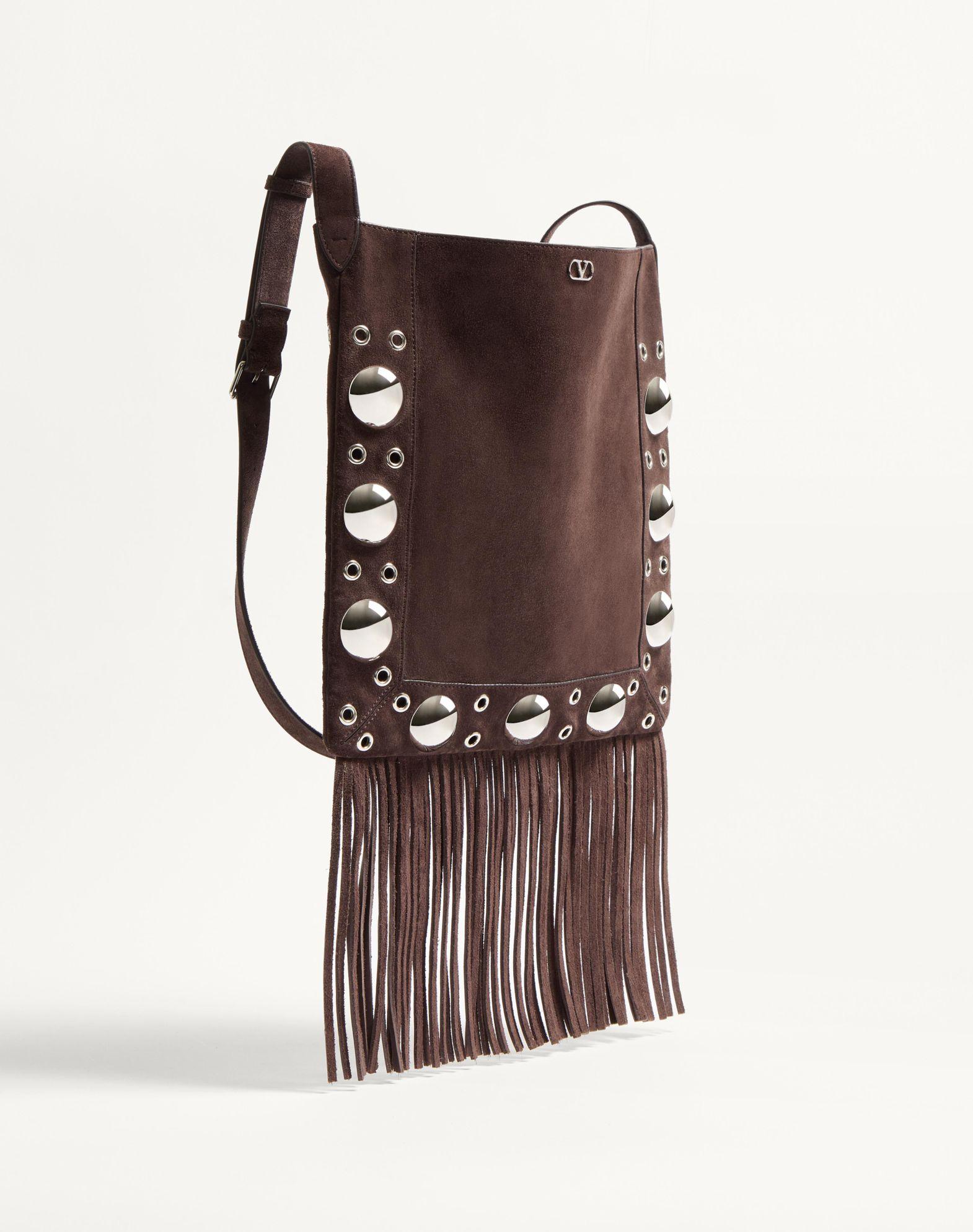 Valentino Garavani Nellcôte Suede Shoulder Bag With Fringes Product Image