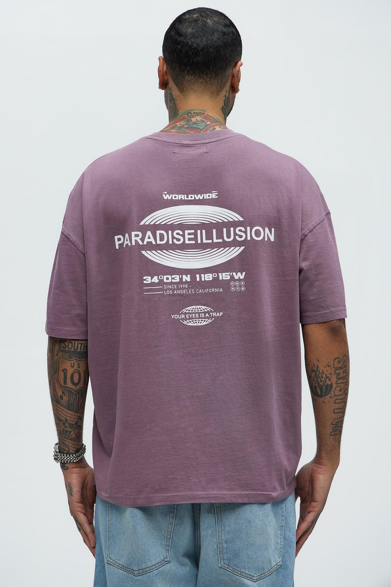 Paradise Illusion Oversized Short Sleeve Tee - Purple Product Image