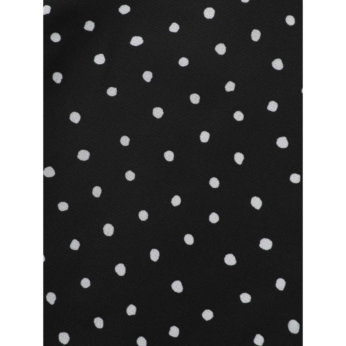 Plus Size Chiffon Polka Dot Ruffle Sleeve Dress Black Women Elegant See through Flat collar Short sleeve Curvy BloomChic 30/6X Product Image