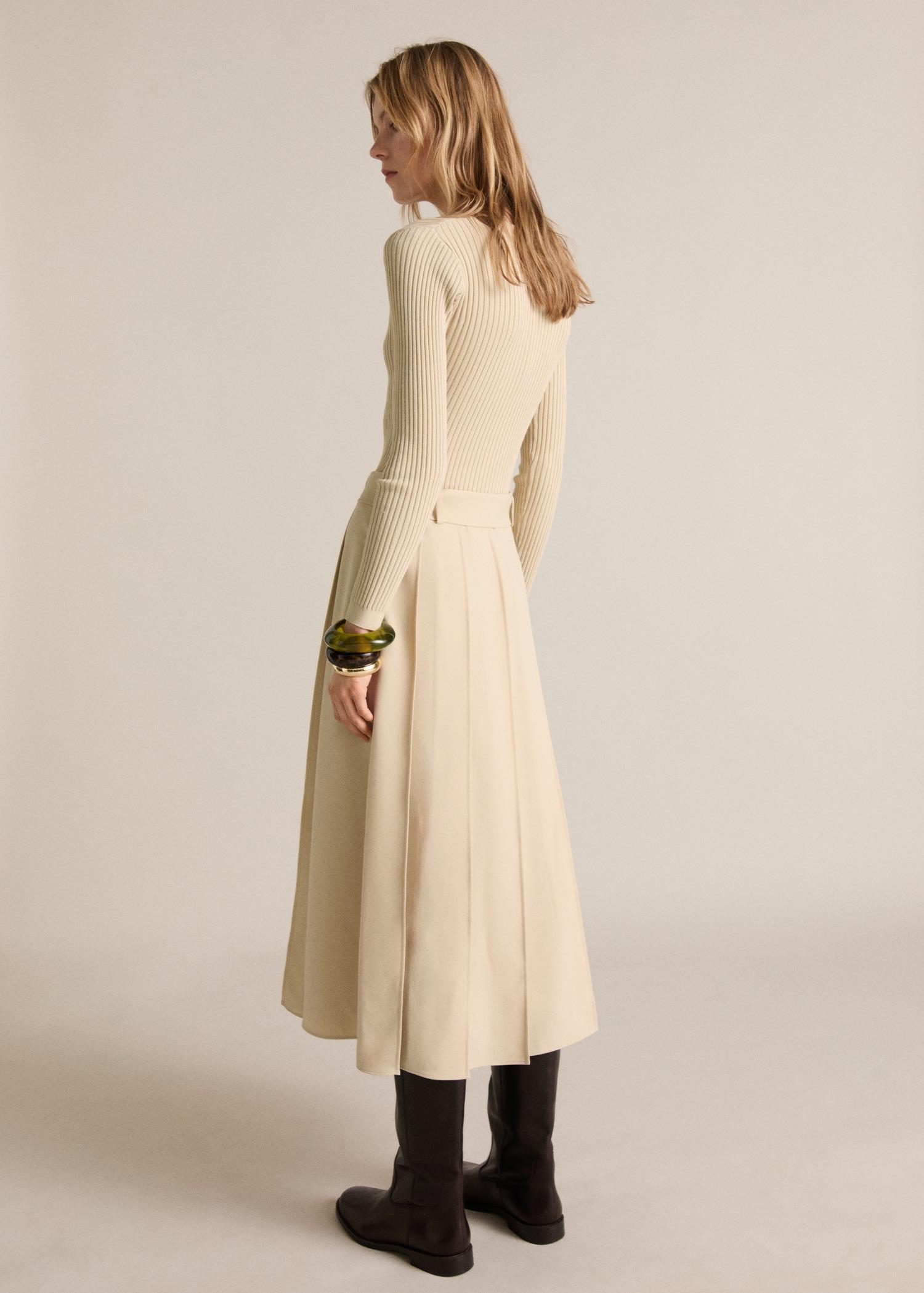 Combined woven dress with belt - Women | MANGO USA Product Image