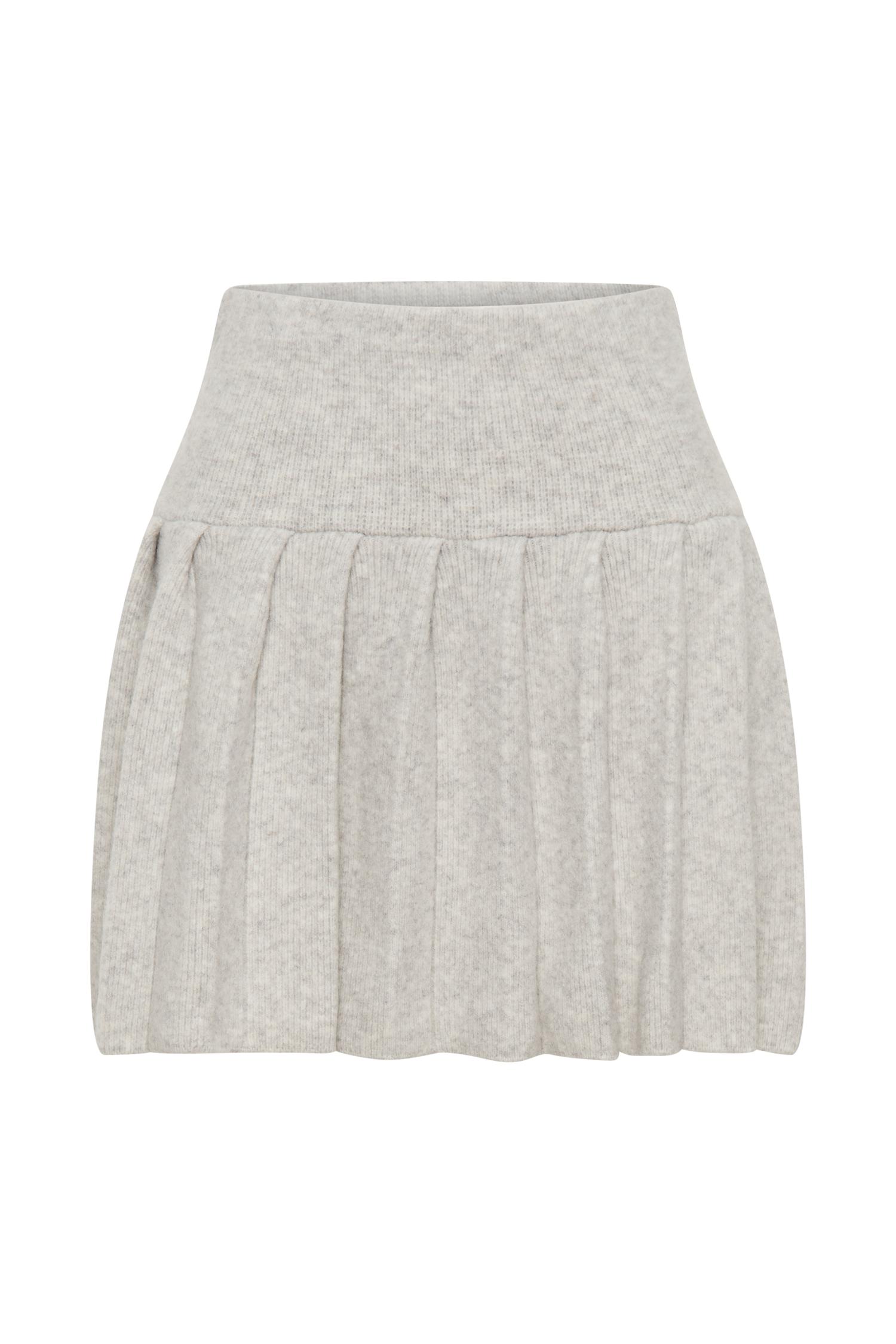 Dionne Pleated Knit Mini Skirt - Heather Grey Marle Product Image
