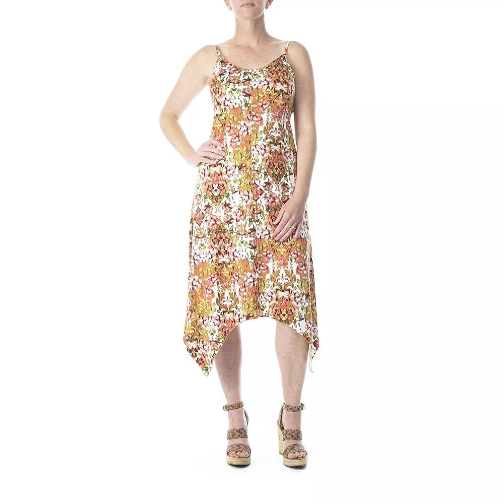 Women's Nina Leonard Print Shark-Bite Hem Midi Dress, Size: Medium, Sunset Team Product Image
