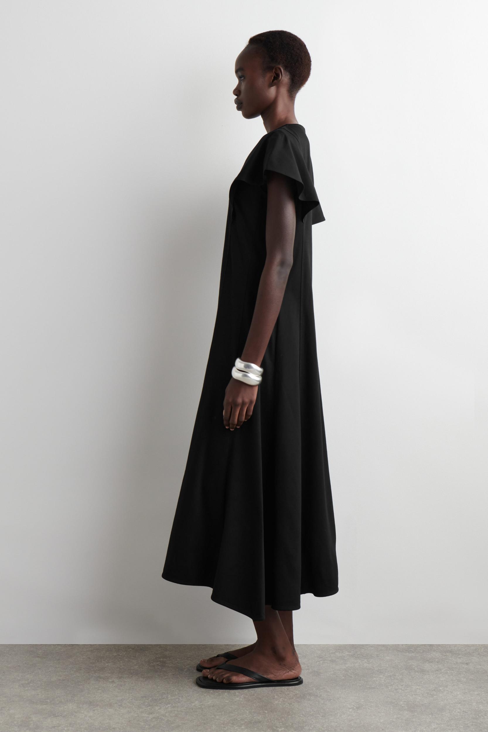 PETAL-SLEEVE COTTON MIDI DRESS Product Image