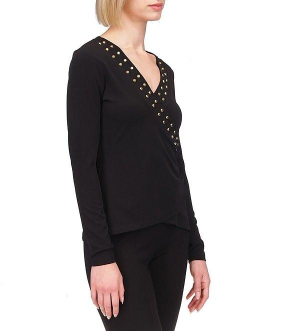 MICHAEL Michael Kors Astor Stud Faux Wrap Top Product Image