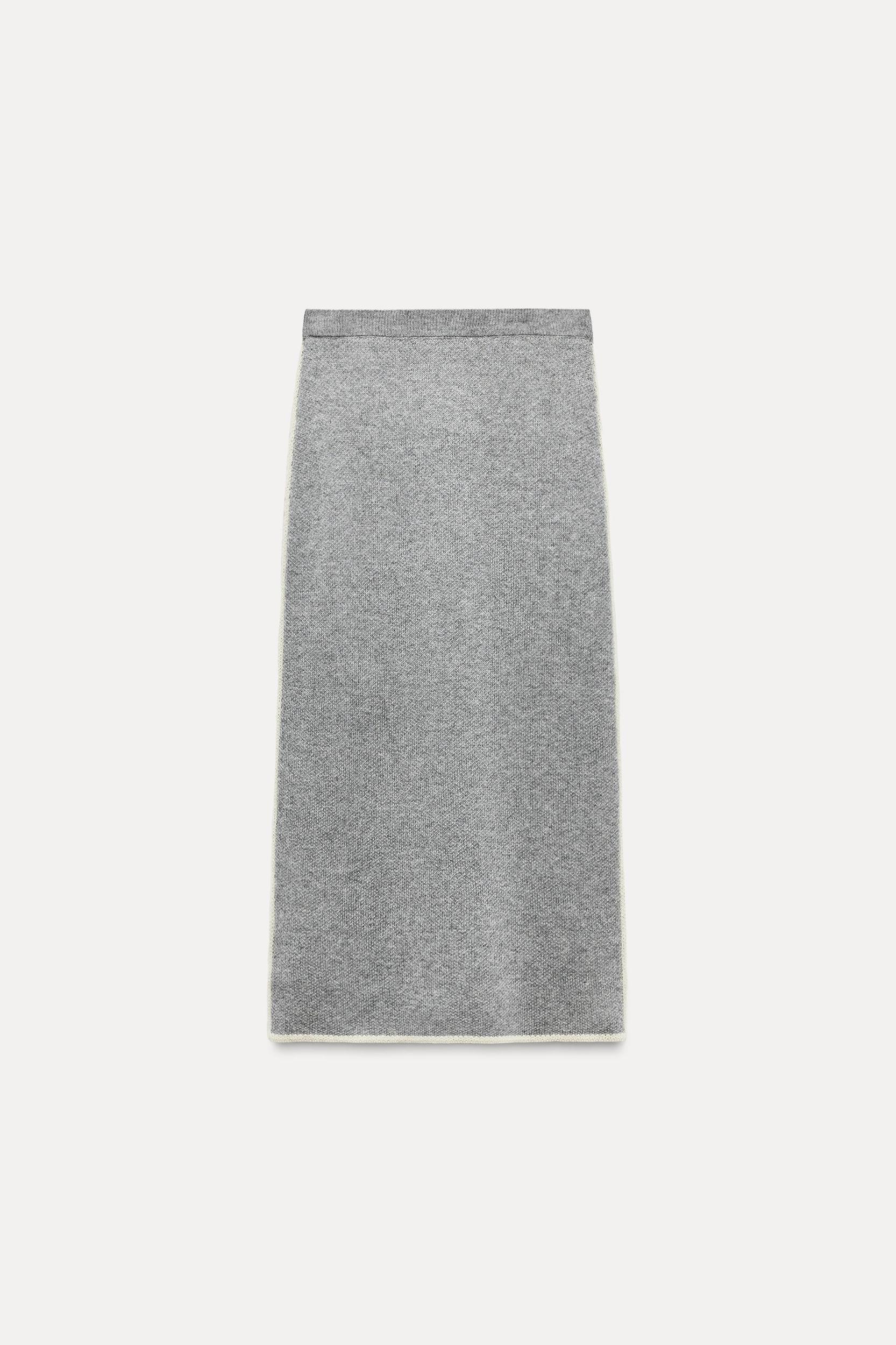 CONTRASTING PIPING KNIT MIDI SKIRT Product Image