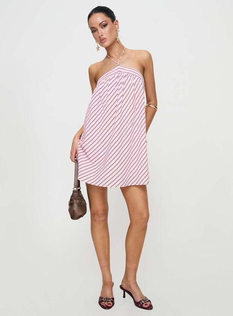 Moonlit Mini Dress Pink Stripe Product Image