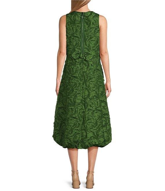 IC Collection Textured Woven Round Neck Sleeveless Bow Detail A-Line Midi Dress Product Image