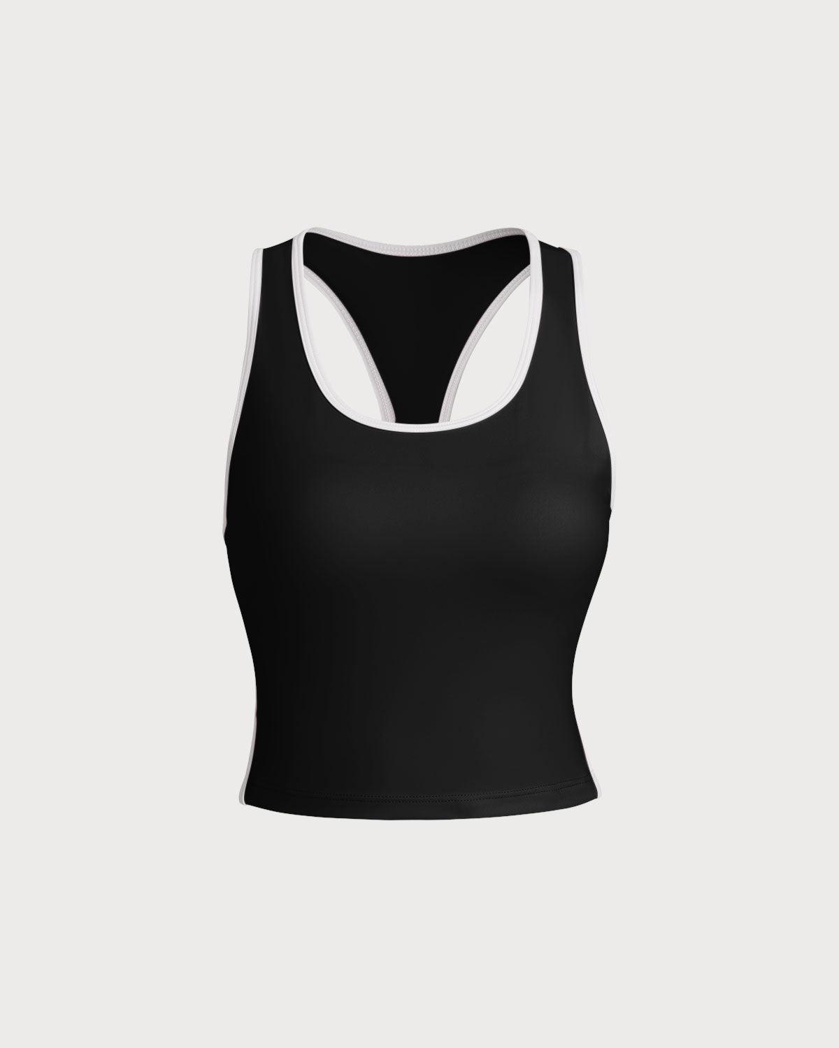 Black Scoop Neck Yoga Tank Top - Light Support Product Image