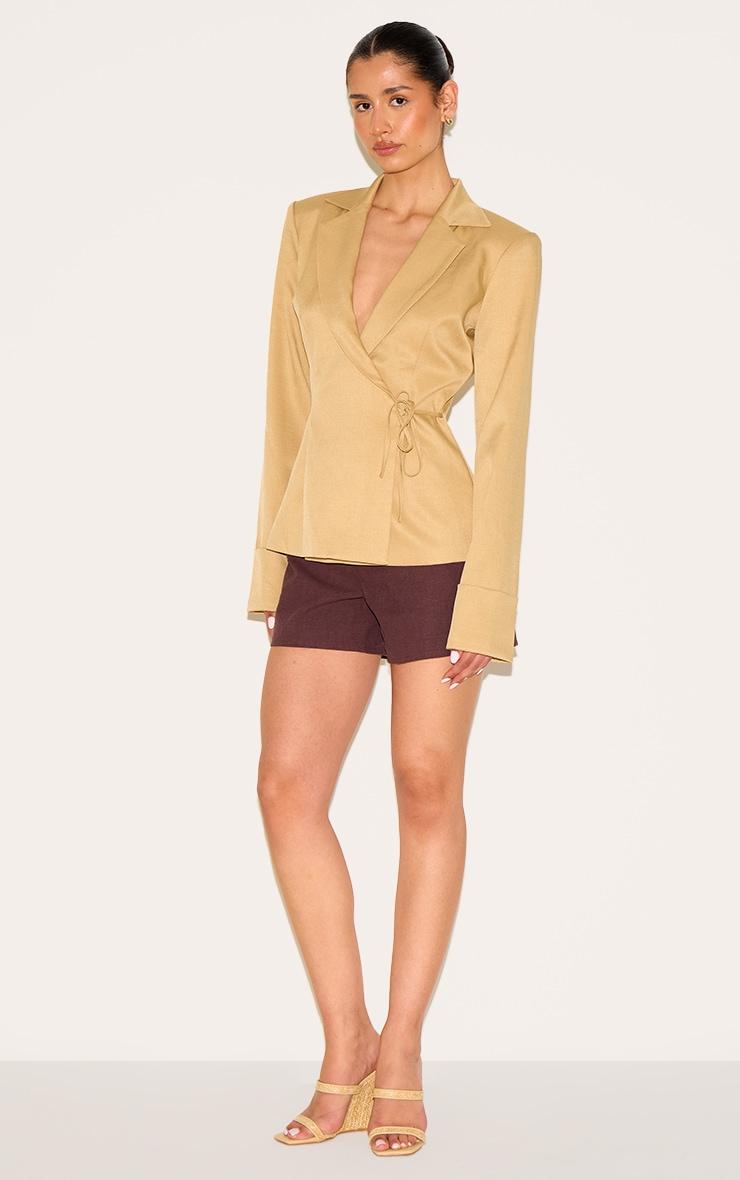 Tall Taupe Super Boxy Tie Side Blazer Product Image