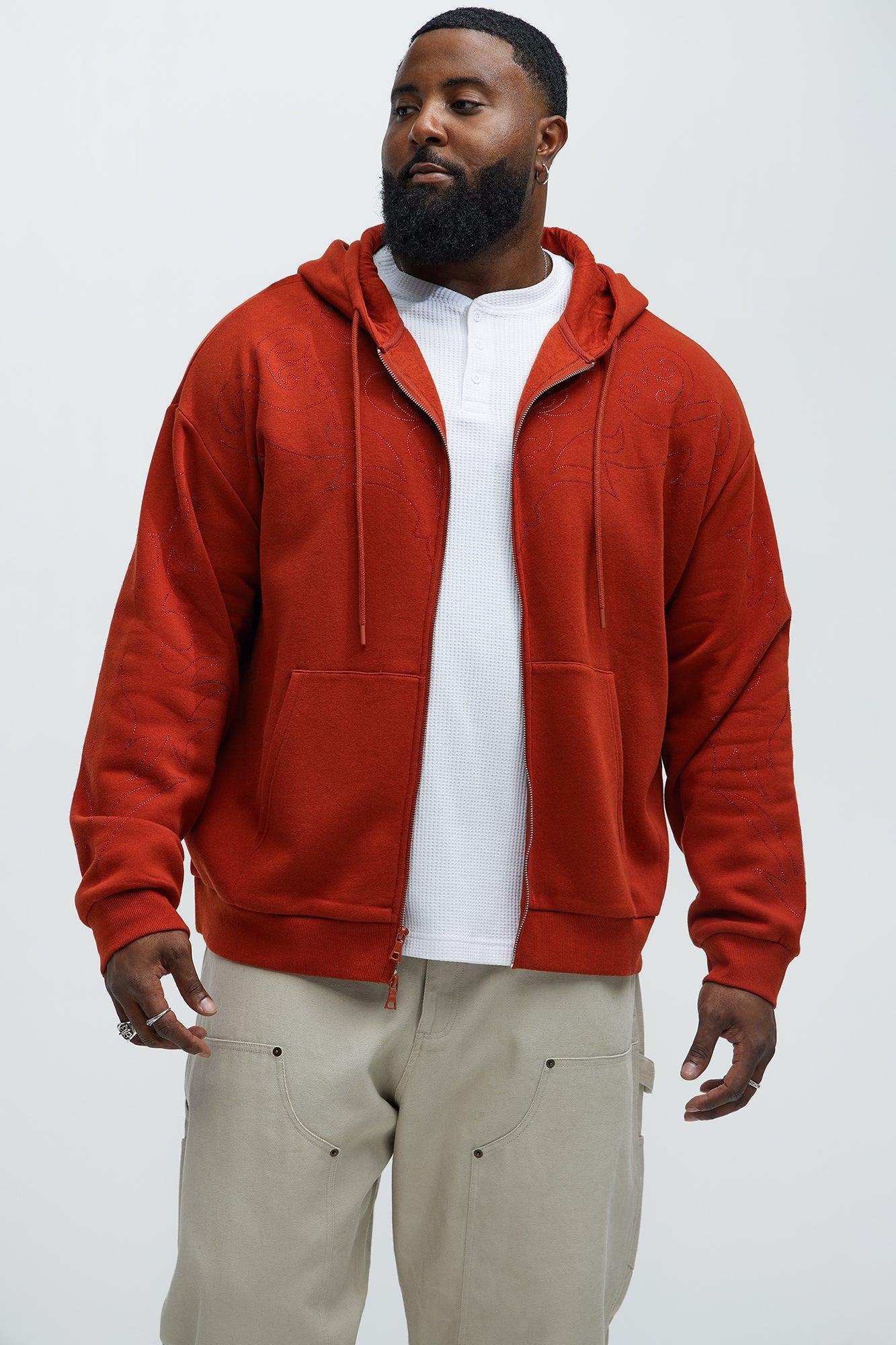 Tyson Western Zip Up Hoodie - Red Product Image