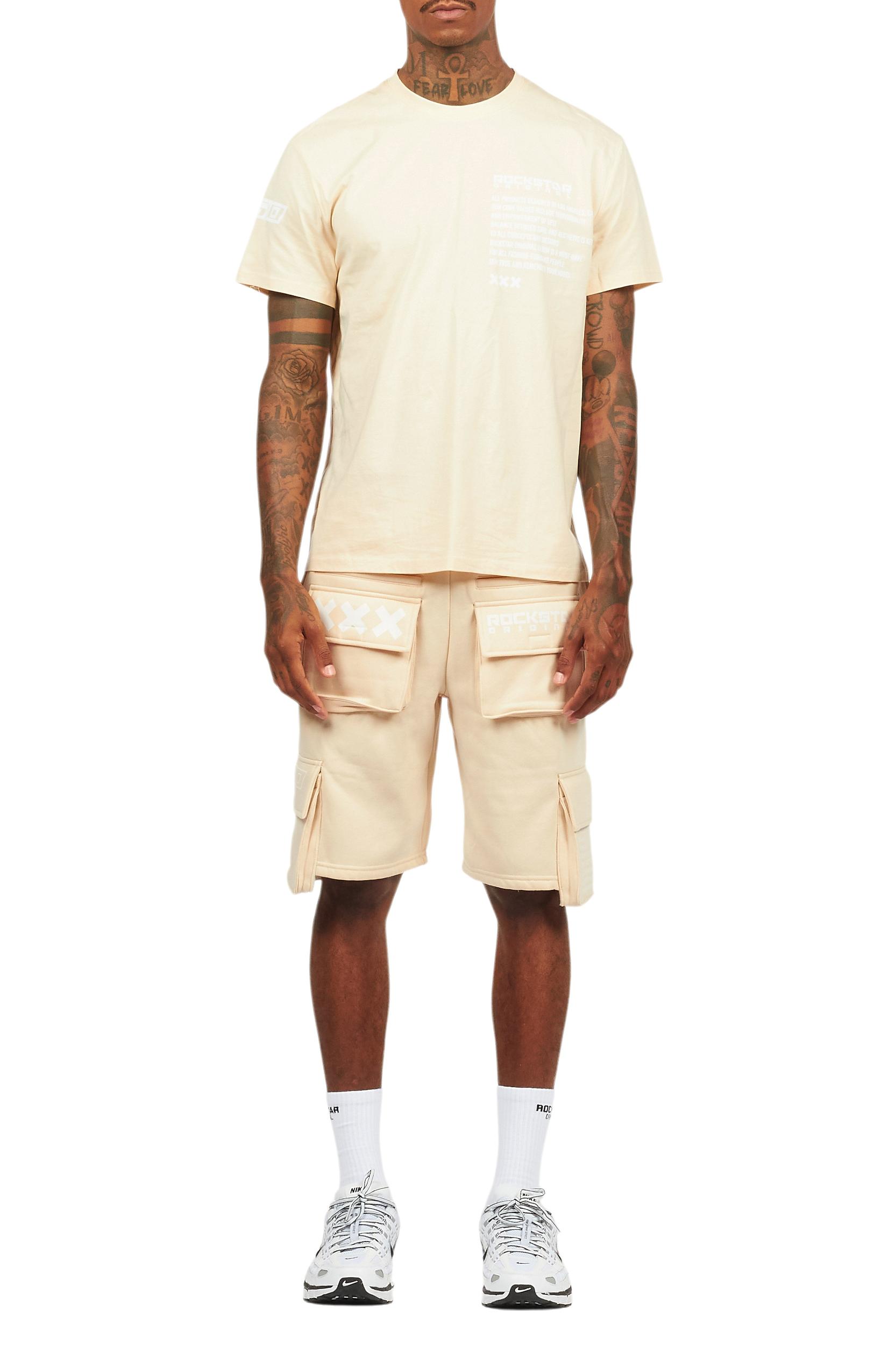 Jash Beige/White Short Set Male Product Image