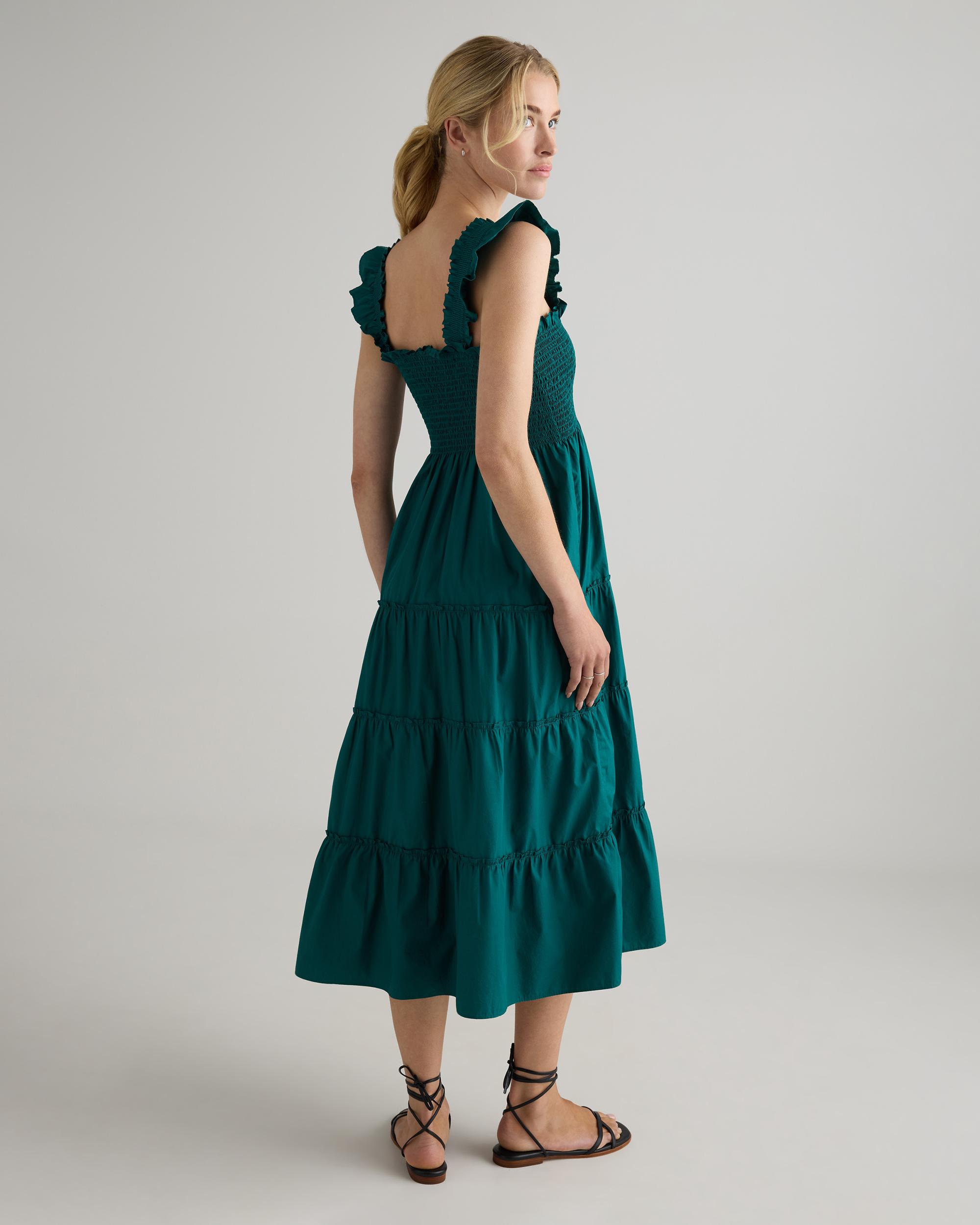 Quince | Women's Poplin Smocked Midi Dress Organic Cotton Product Image