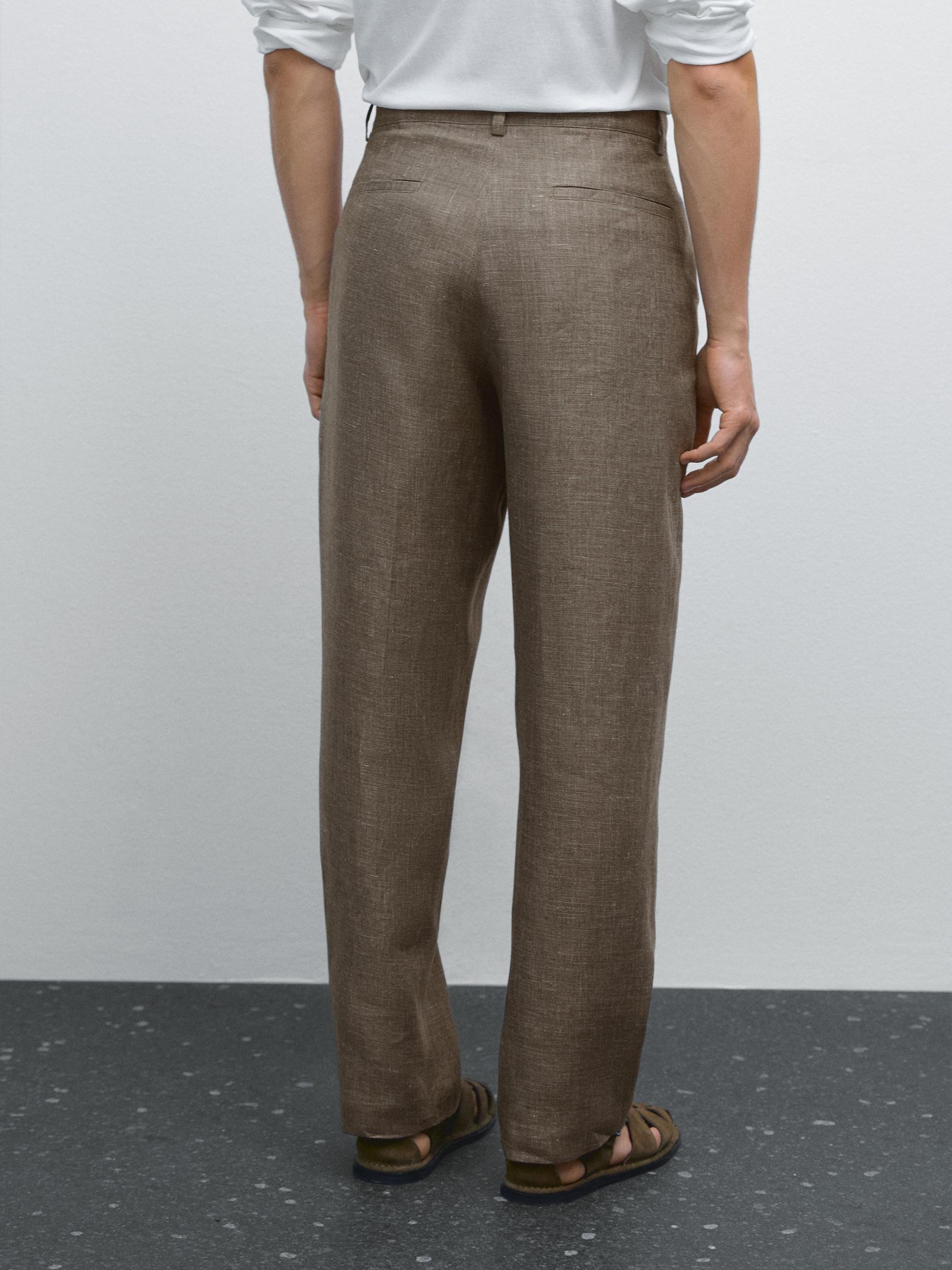 100% linen straight-leg trousers Product Image
