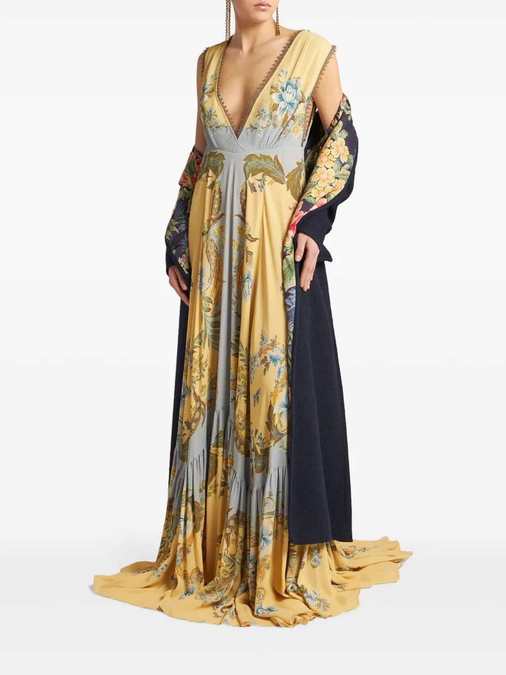 floral-print crepe-de-chine dress Product Image