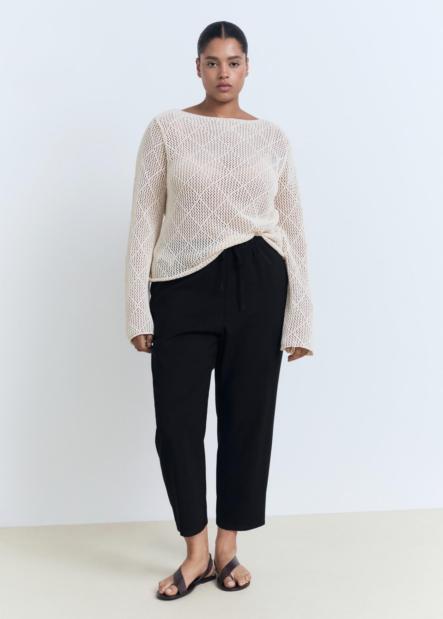 Drawstring flowy pants - Women | MANGO USA Product Image