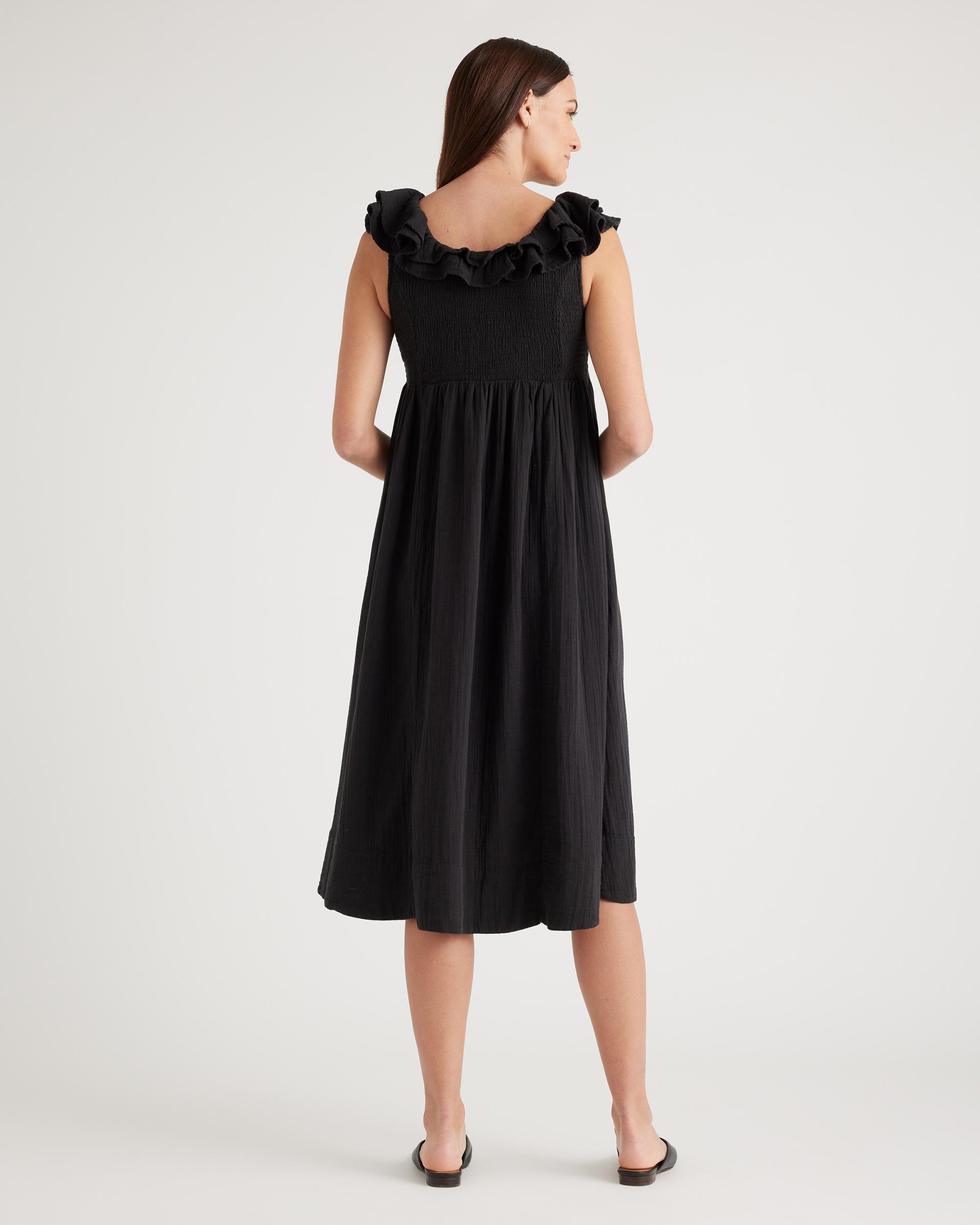 Quince | Women's Gauze Maternity Ruffle Front Dress Organic Cotton Product Image