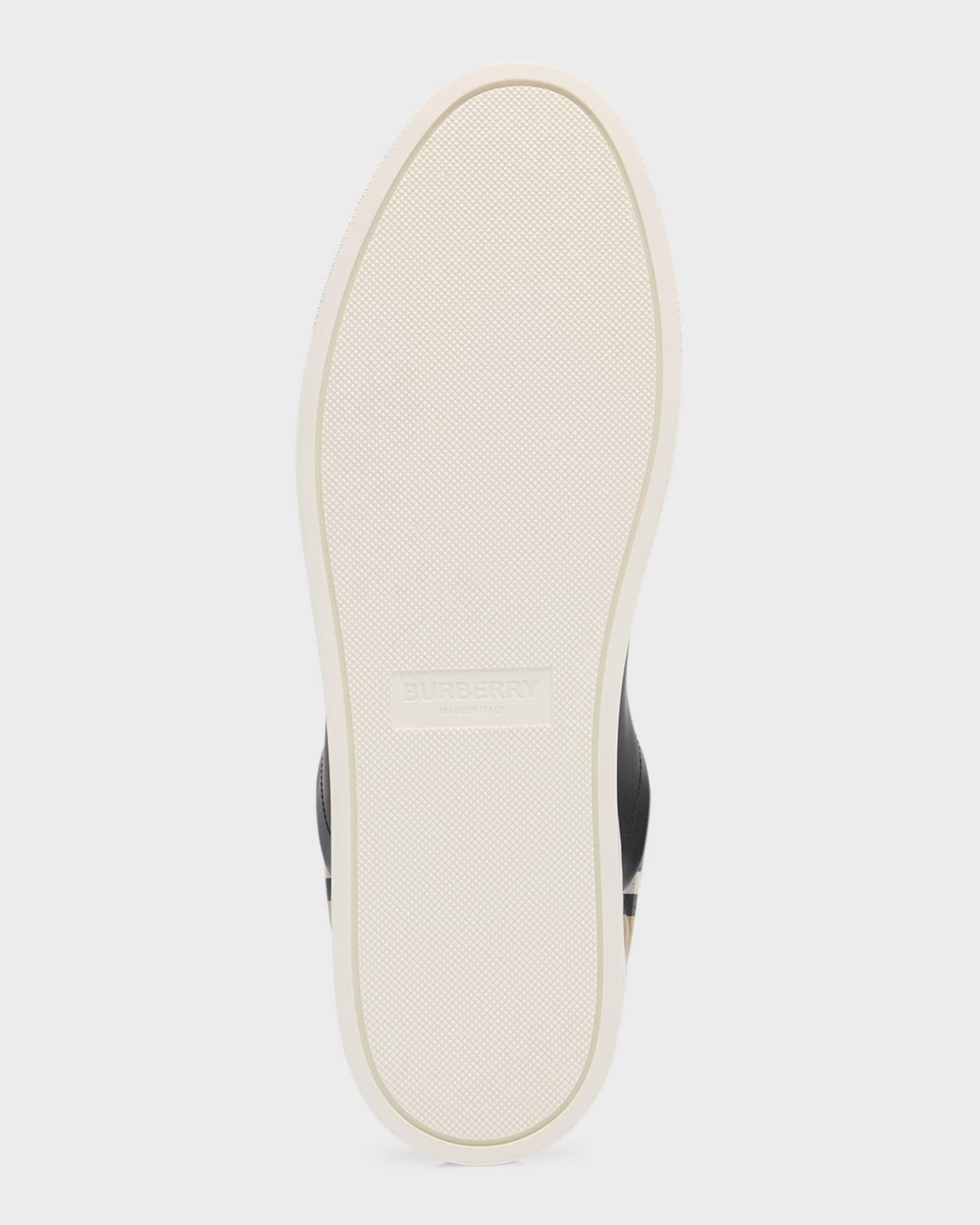 Mens Stevie Check Leather & Canvas Sneakers Product Image