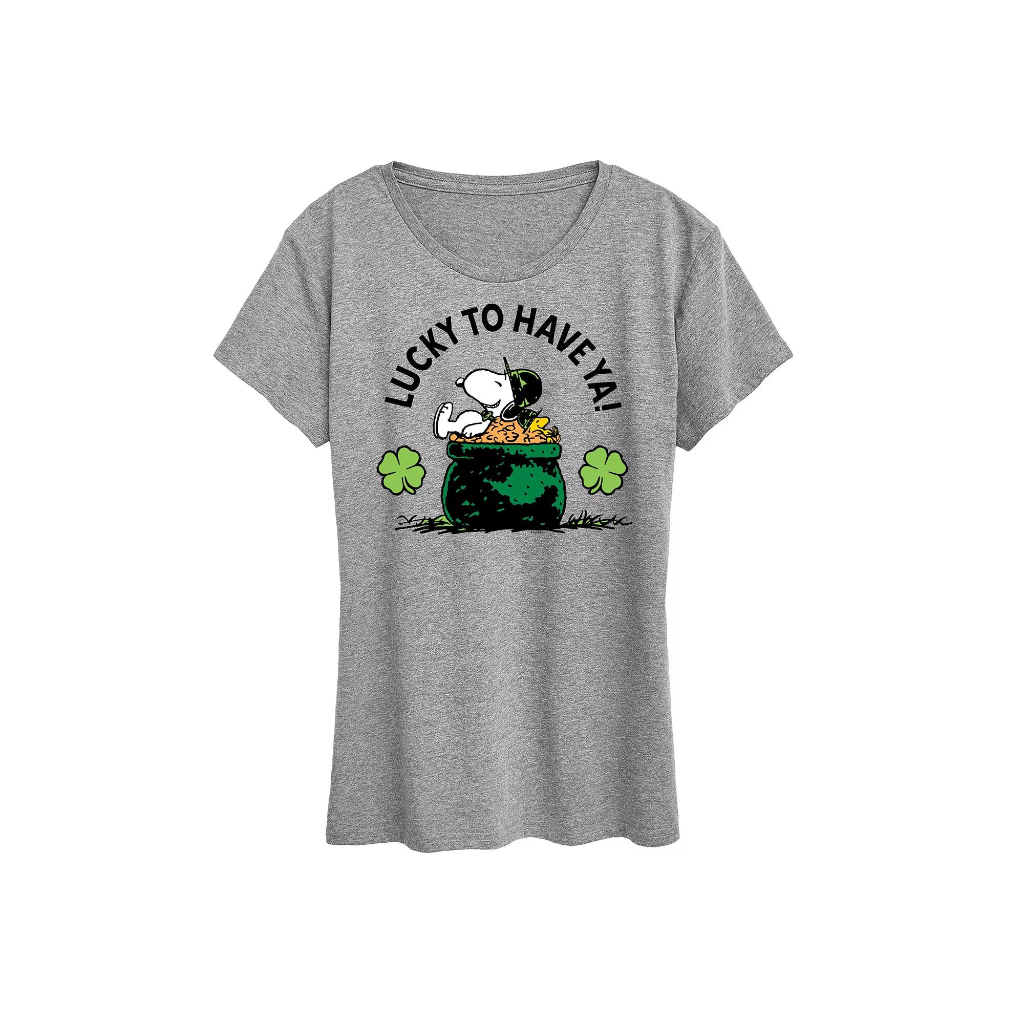 Women's Peanuts Snoopy & Woodstock Lucky To Have Ya Graphic Tee,  Product Image