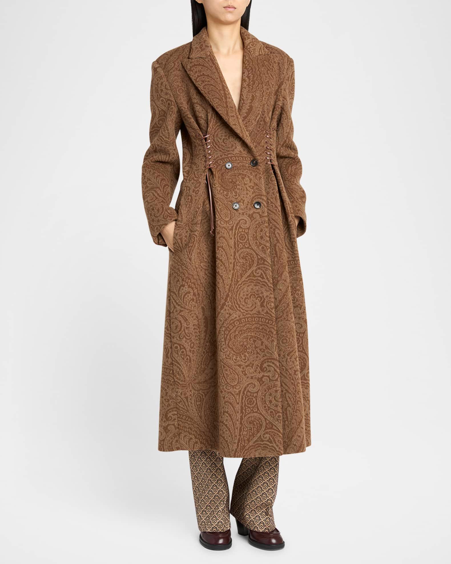 Paisley Wool Laced Long Trench Coat Product Image