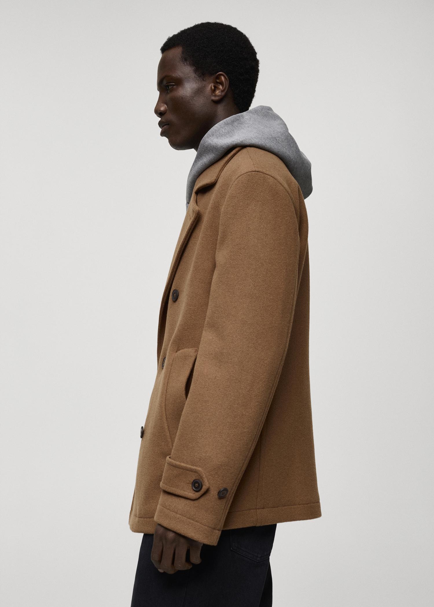 Wool double-breasted coat - Men | MANGO USA Product Image