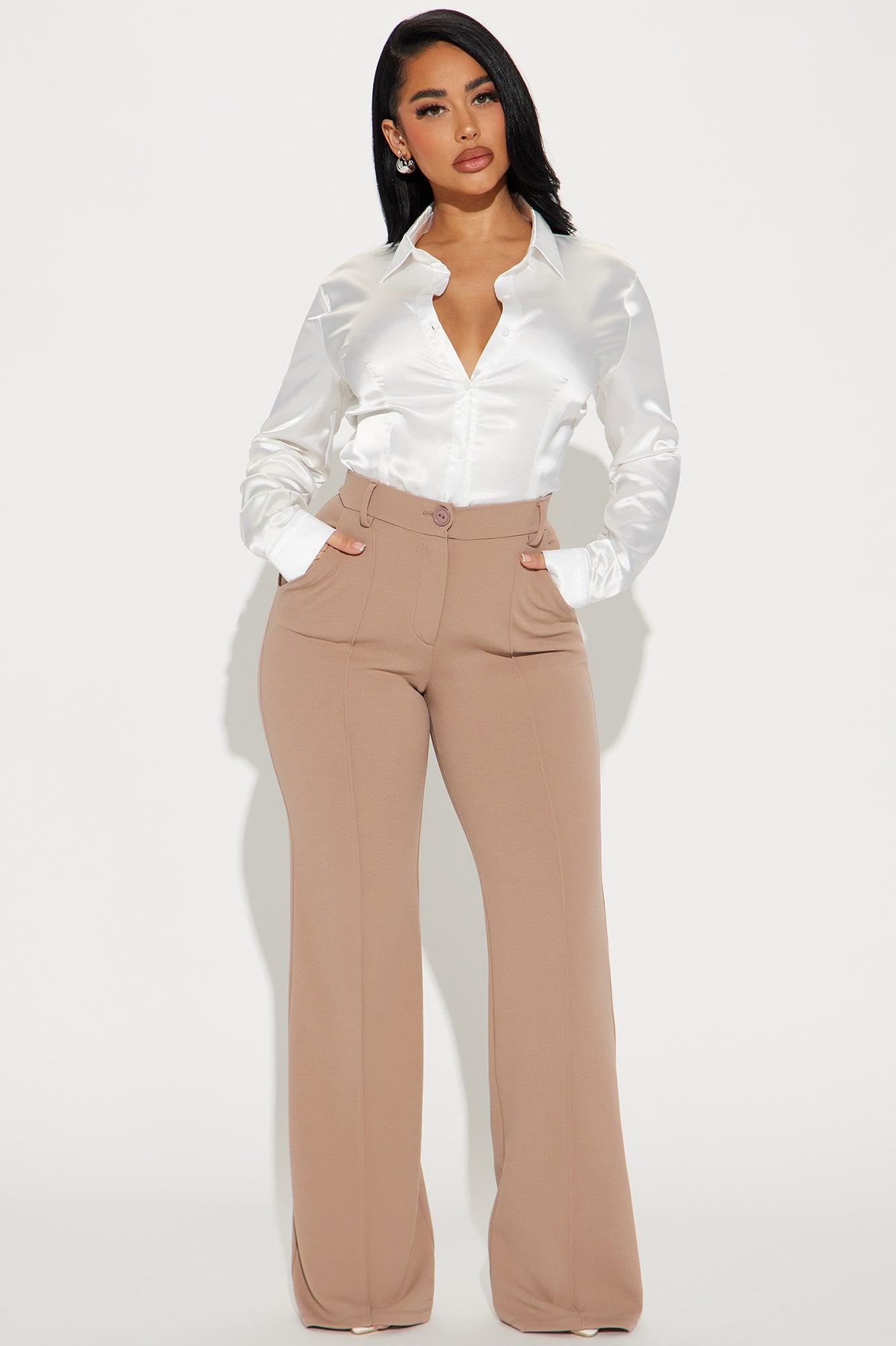Heidi Wide Leg Trouser Pant - Taupe Product Image