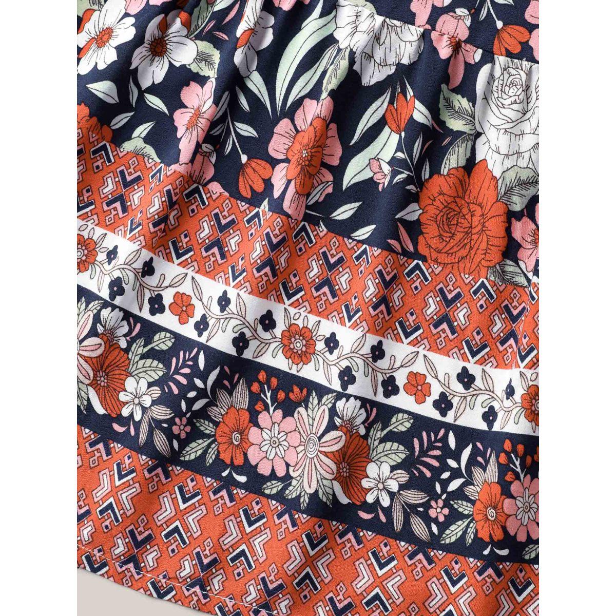 Plus Size Rayon Breezy Floral Print Tiered Back Maxi Skirt Women Rust Boho Loose No stretch Side seam pocket Vacation Skirts BloomChic 22-24/3X Product Image