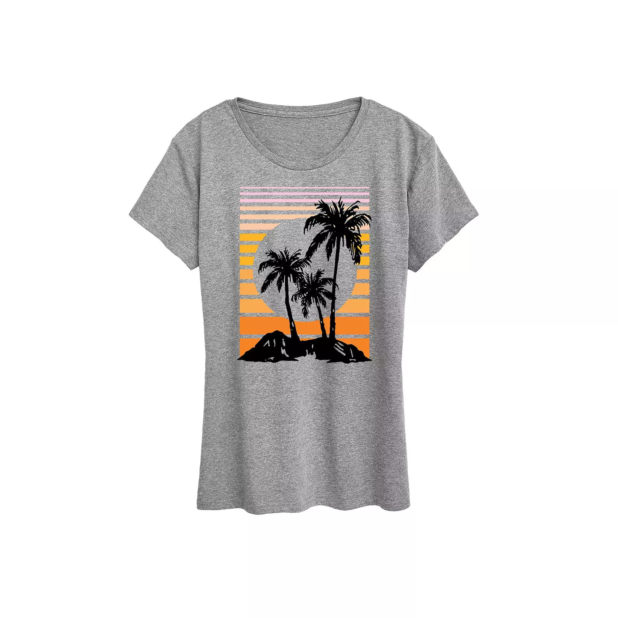 Plus Sunset Palm Trees Graphic Tee, Women's,  Product Image