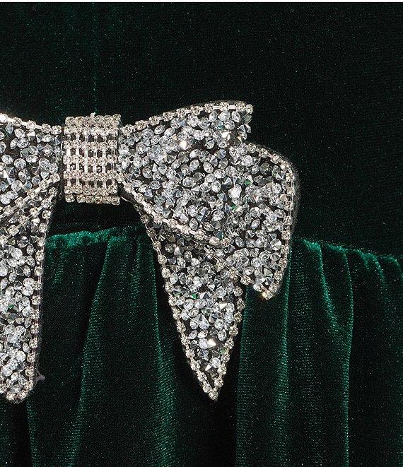 Sugarlips Glow Bow Velvet Crew Neck Long Sleeve Mini Dress Product Image