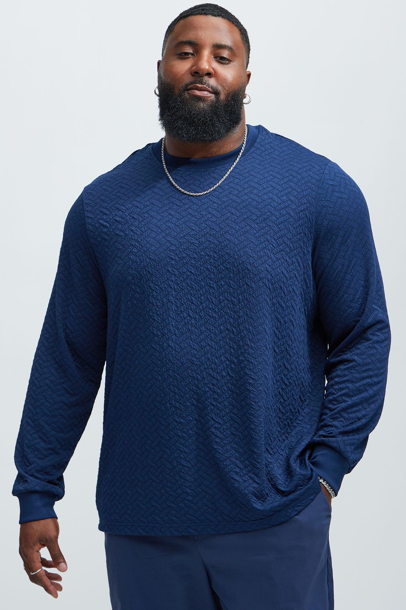 We Outside Textured Long Sleeve Tee - Navy Product Image