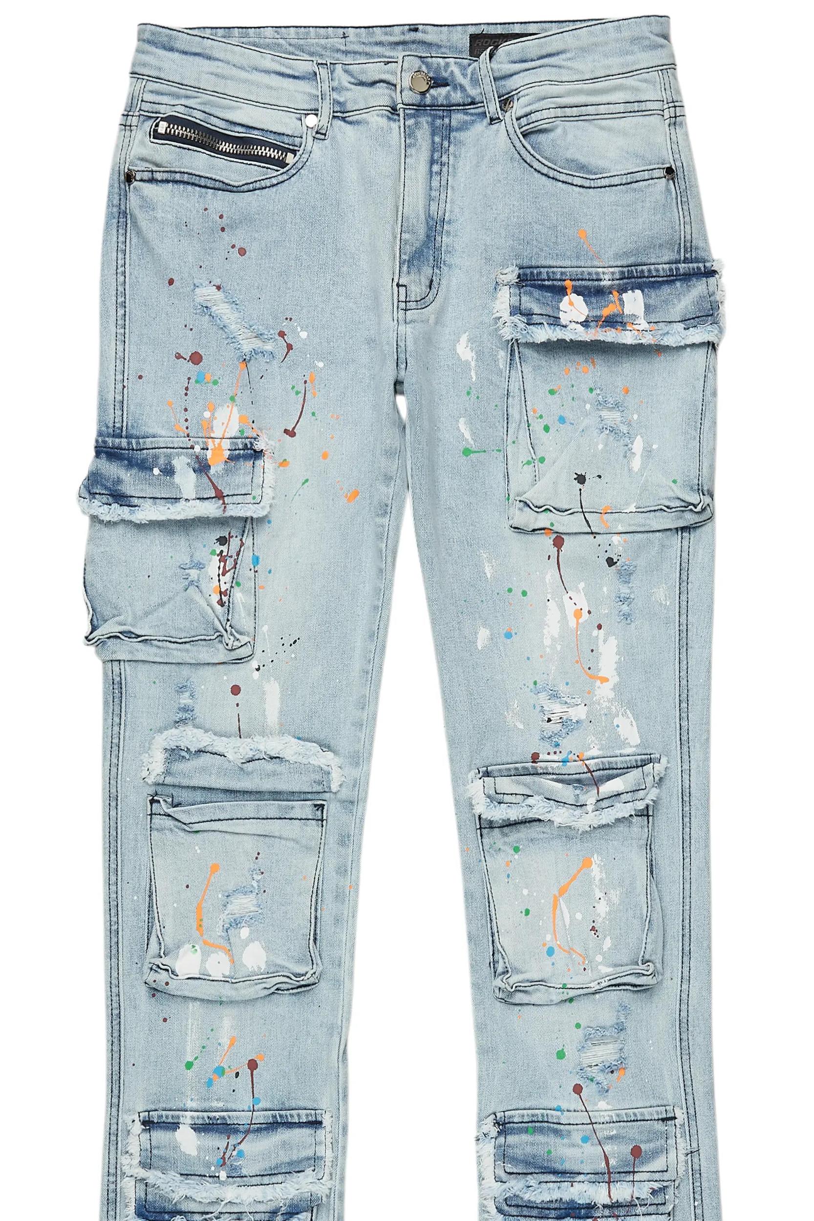 Orien Blue Painter Stacked Flare Jean Male Product Image