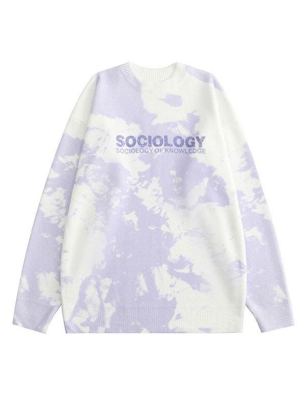 Tie Dye Letter Pattern Couple Sweater Product Image