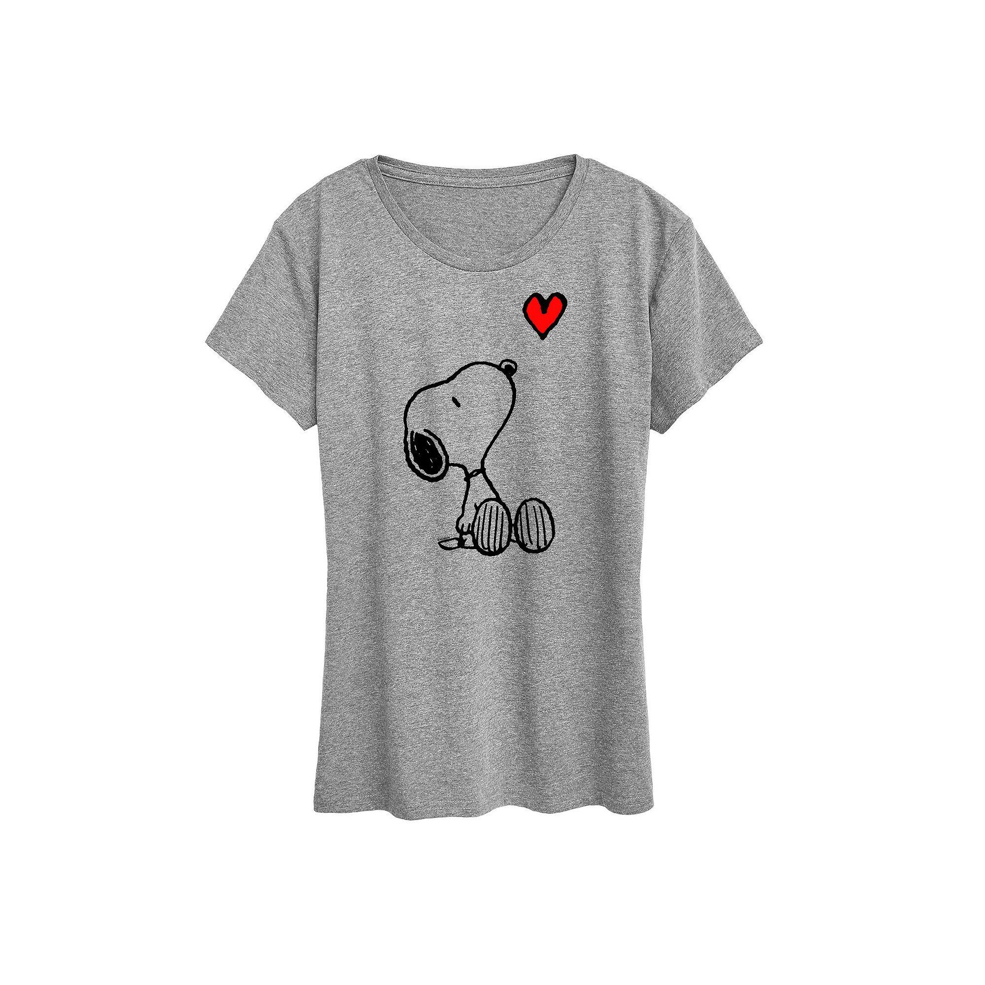 Women's Peanuts Red Snoopy Heart Graphic Tee, Girl's,  Product Image