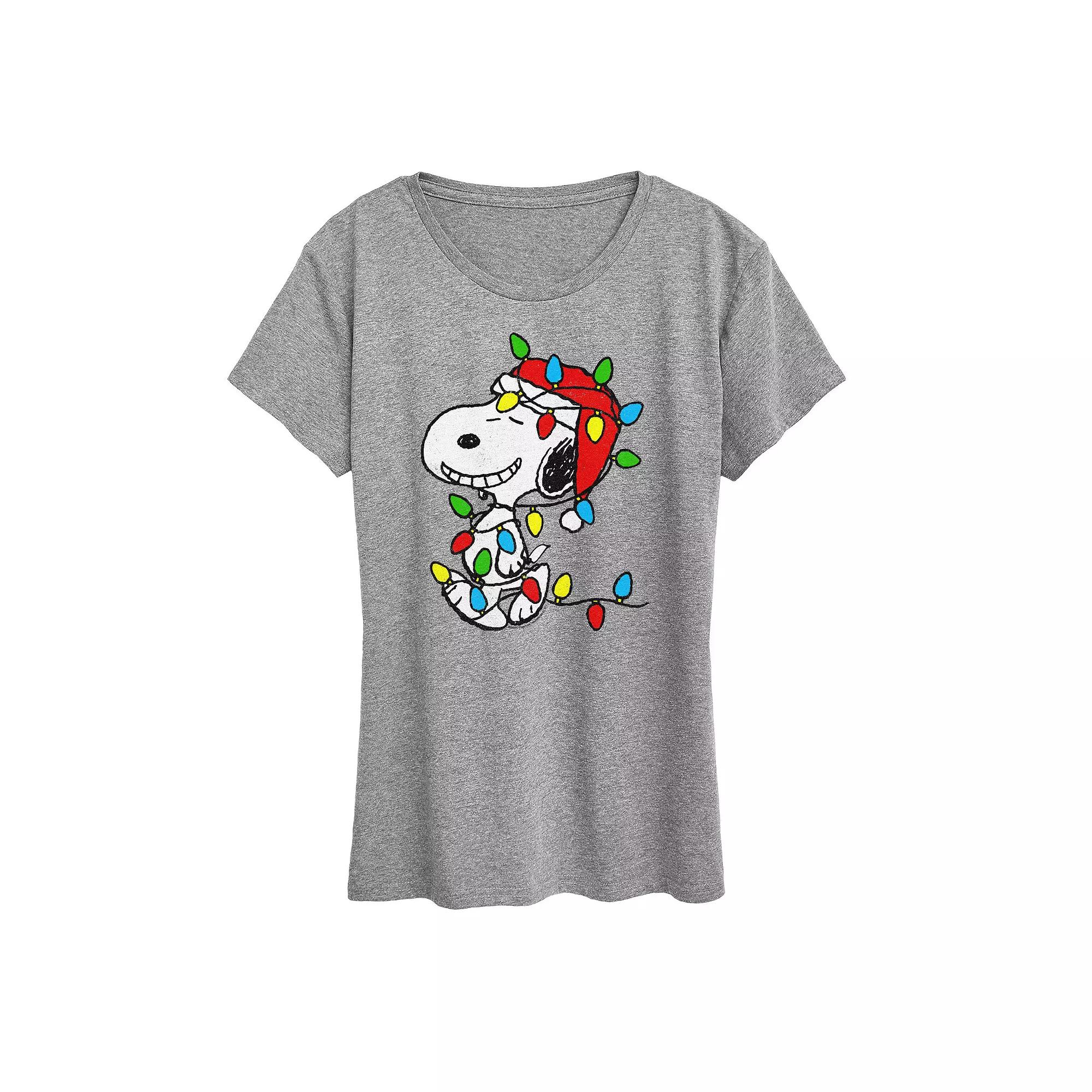 Women's Peanuts Snoopy Christmas Lights Graphic Tee,  Product Image