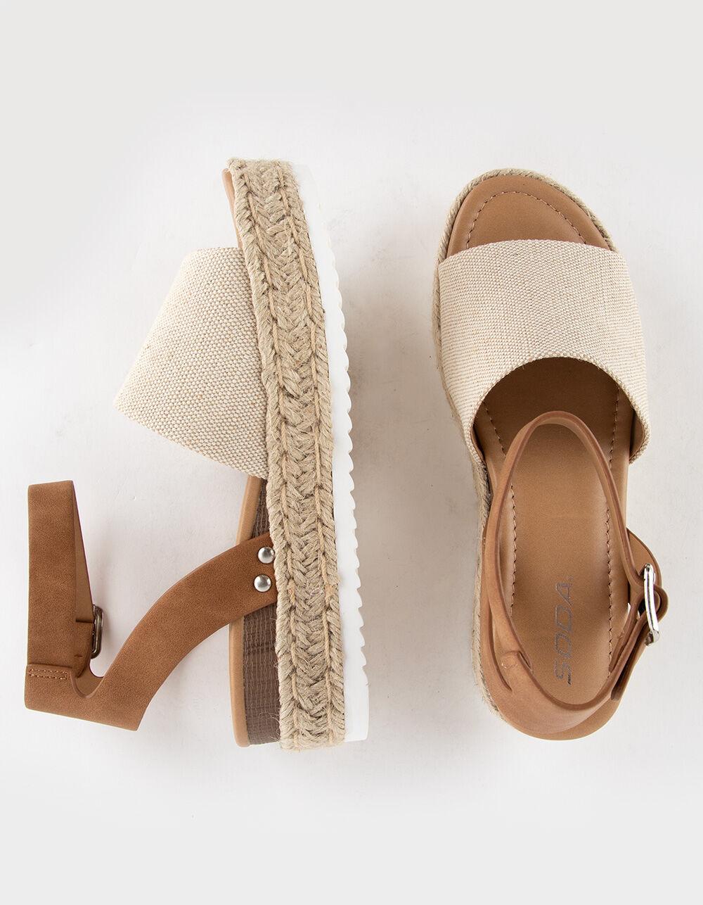SODA Topic Beige Womens Espadrille Flatform Sandals - BEIGE Product Image