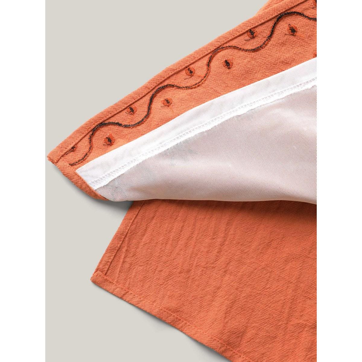 Plus Size Ribbon Tie Embroidered Cotton Tank Top Women Brightorange Boho Tie knot V-neck Vacation Tank Tops Camis BloomChic 30/6X Product Image