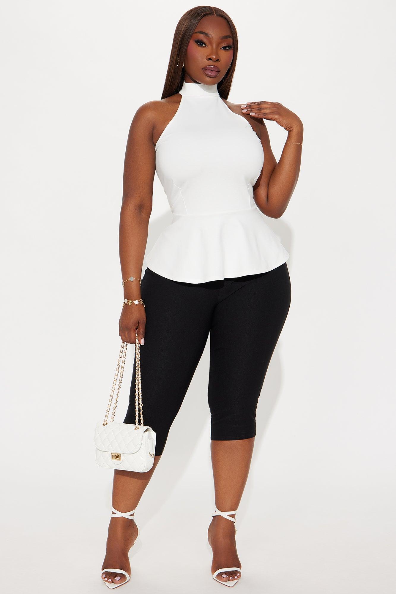 Fleur Ponte Peplum Halter Top - White Female Product Image