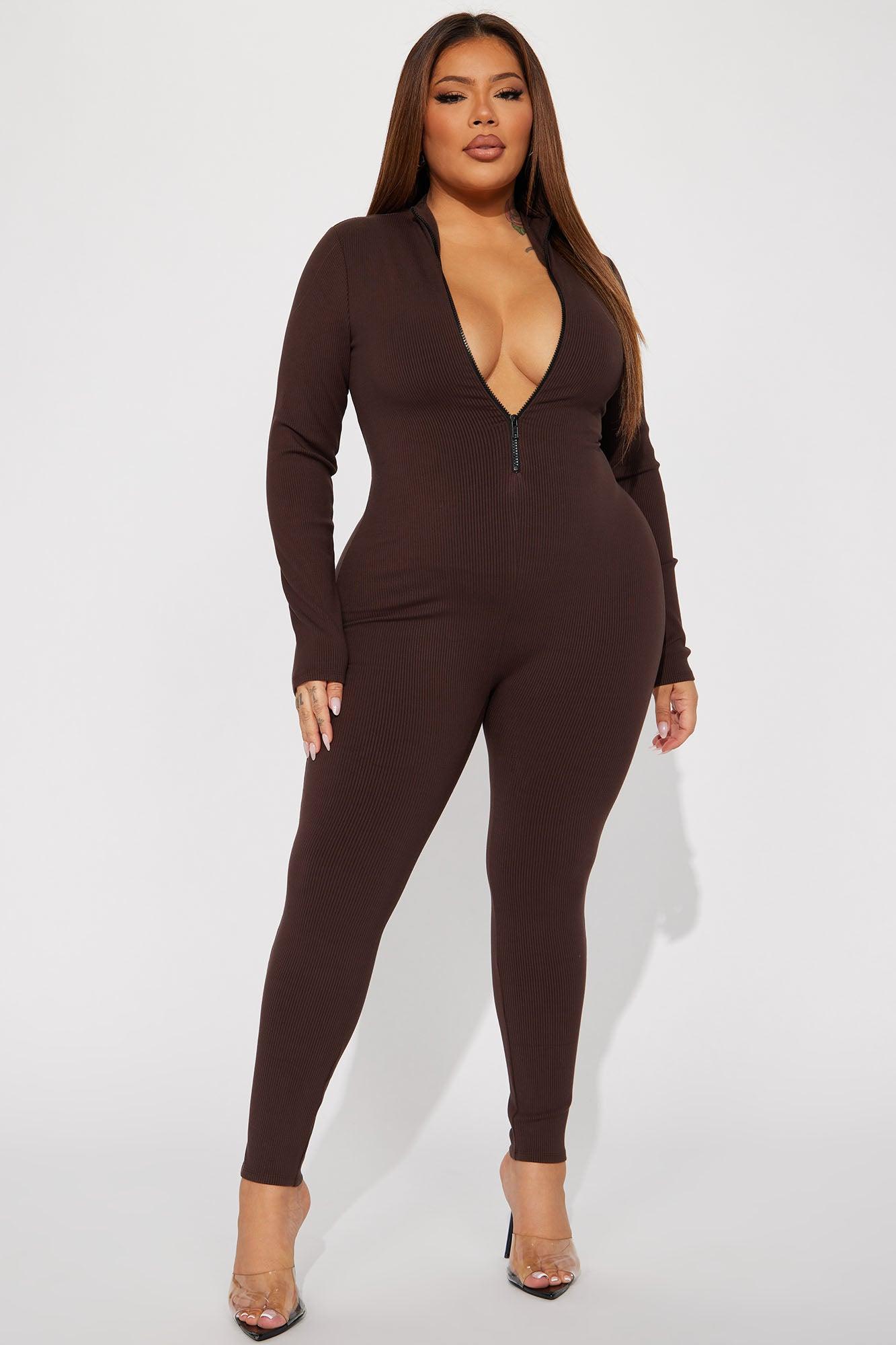 Sabrina Snatched Jumpsuit - Chocolate Product Image
