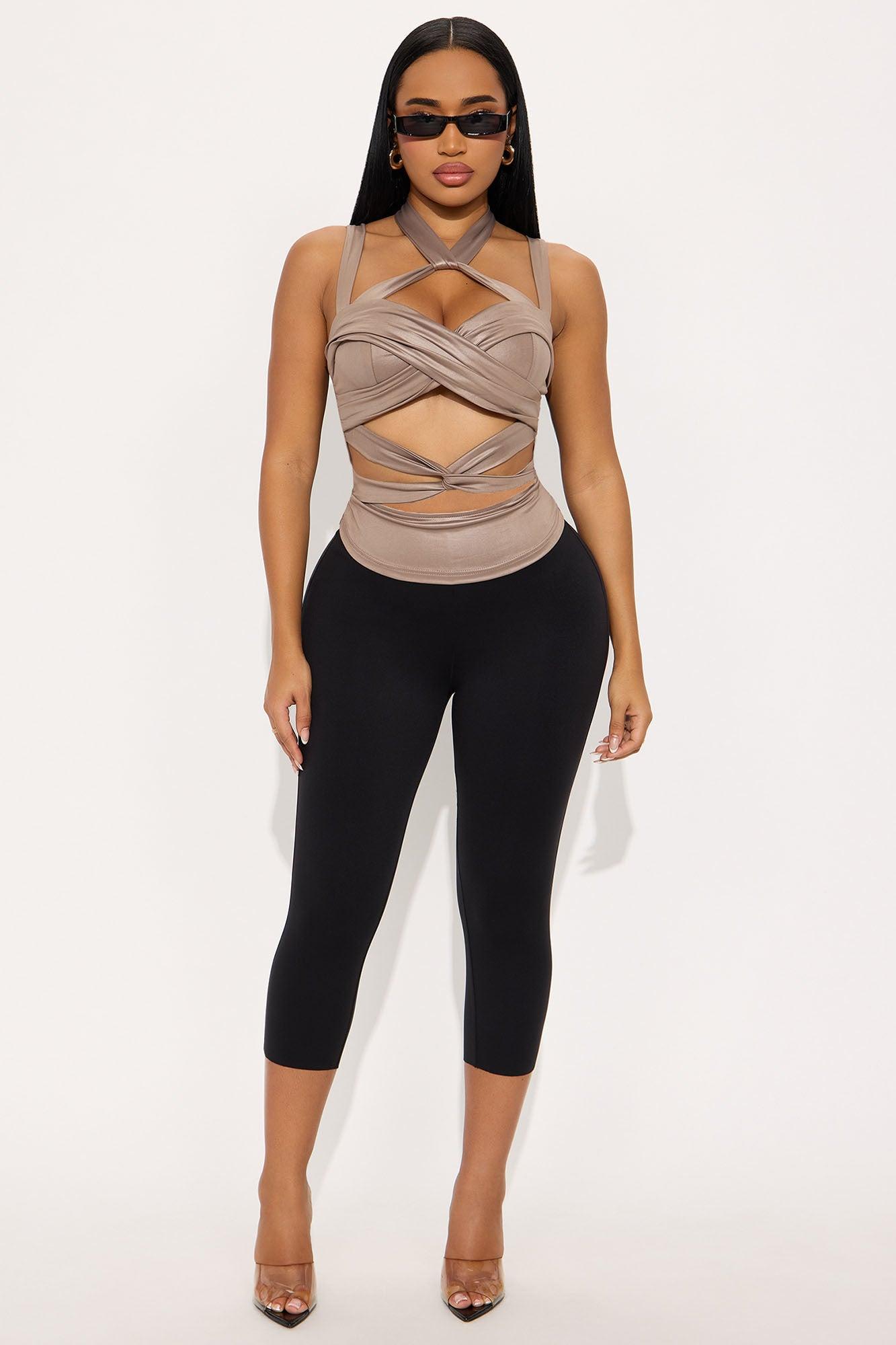 Set It Off Cut Out Halter Top - Stone Female Product Image