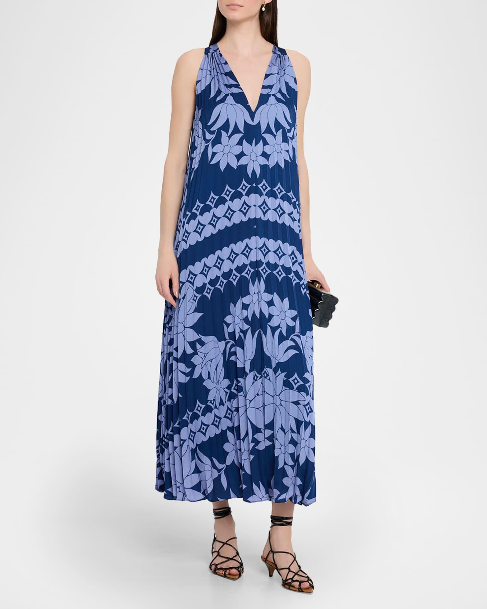 Hallie Pleated Floral-Print Halter Midi Dress Product Image