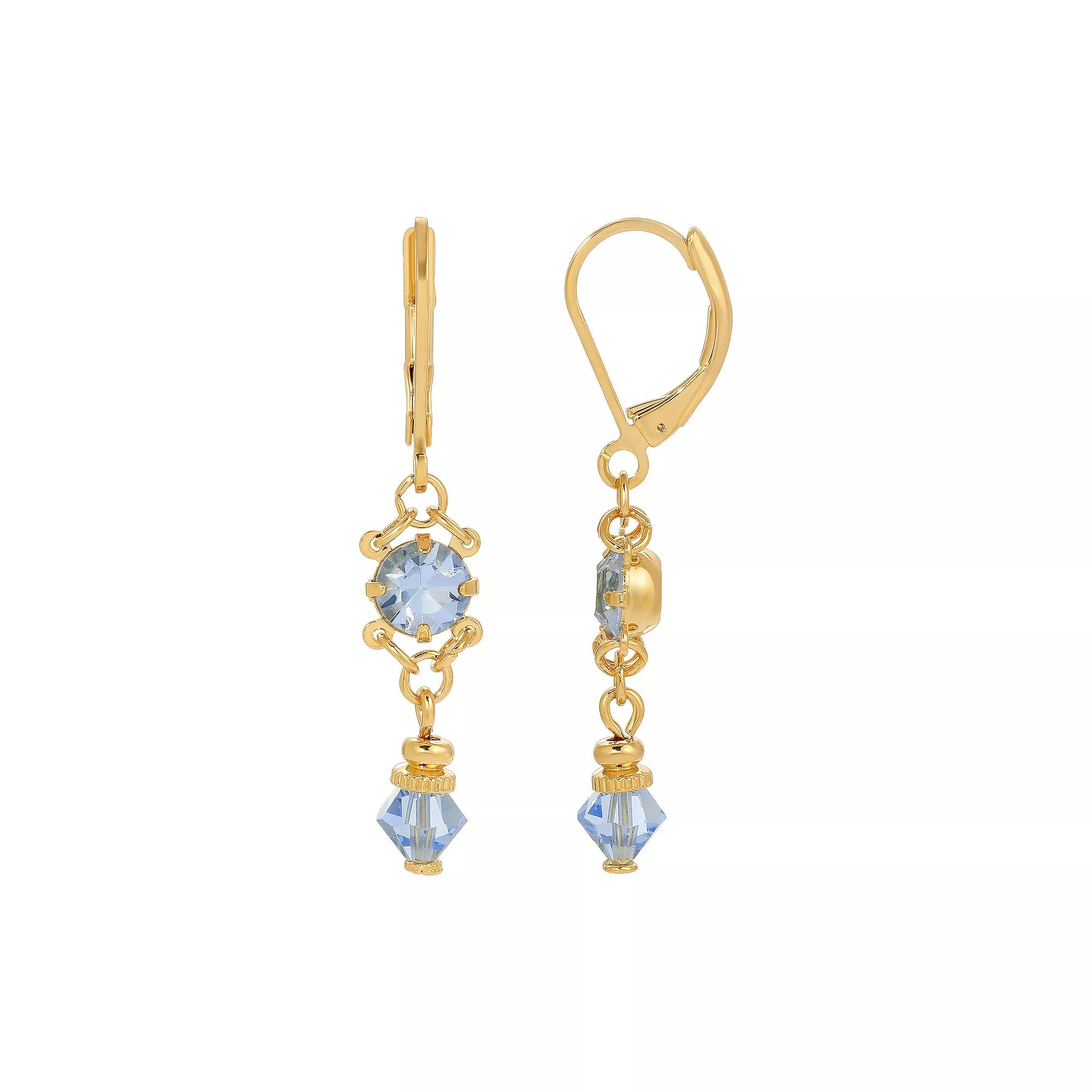 1928 Silver Tone Colorful Drop Earrings, Women's, Blue Product Image