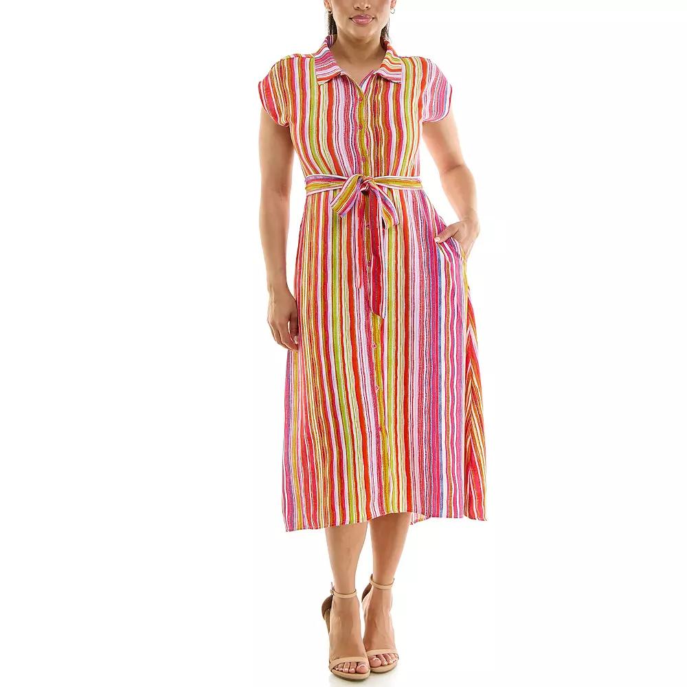 Women's Nina Leonard Collared Button Front Dress,  Product Image