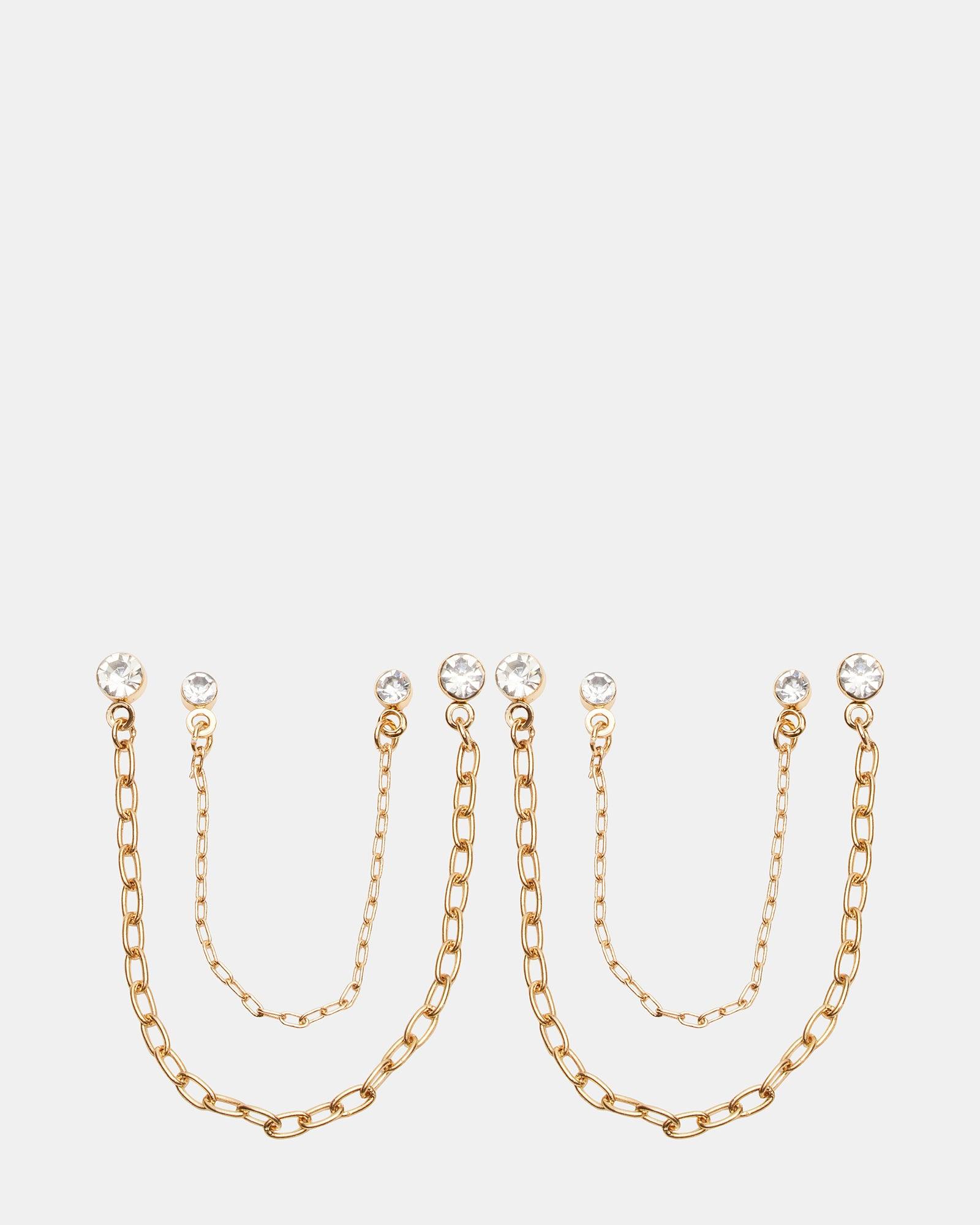 CRYSTAL CHAIN EARRINGS SET GOLD Female Product Image