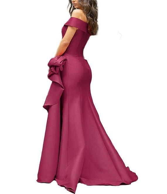 Terani Couture Off-the-Shoulder Ruffle Front Mikado Gown Product Image