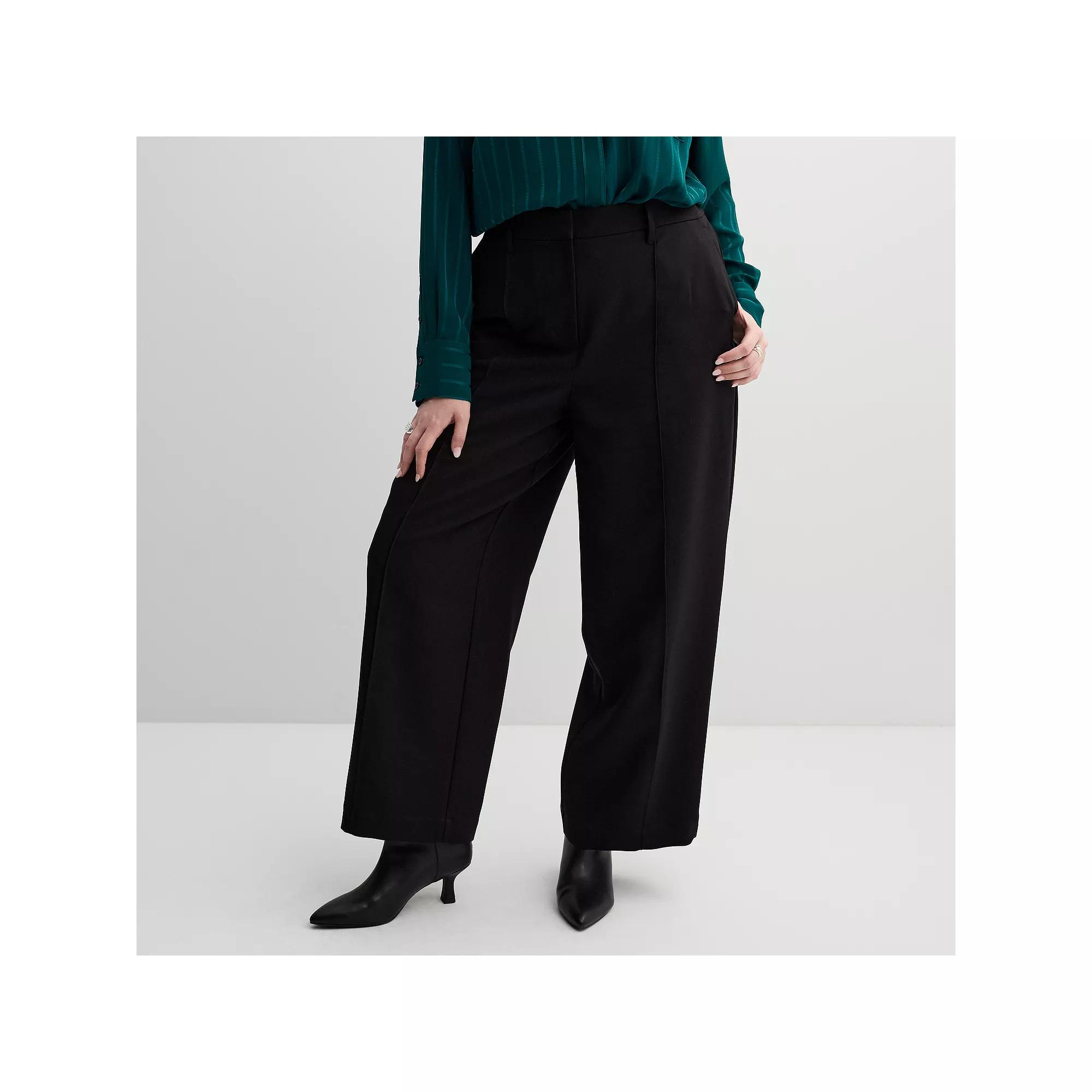 Plus Size Nine West Pintuck Wide Leg Trousers, Women's, Size: 4XL, Mineral Black Product Image