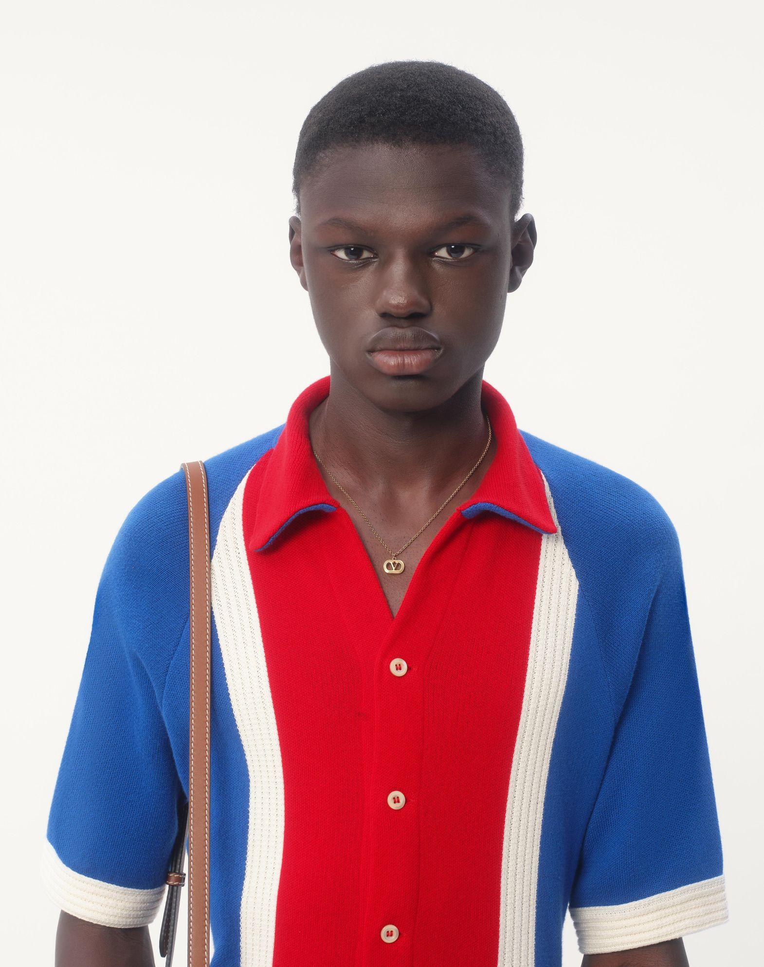 Cotton Bowling Shirt With Chez Valentino Embroidery Product Image