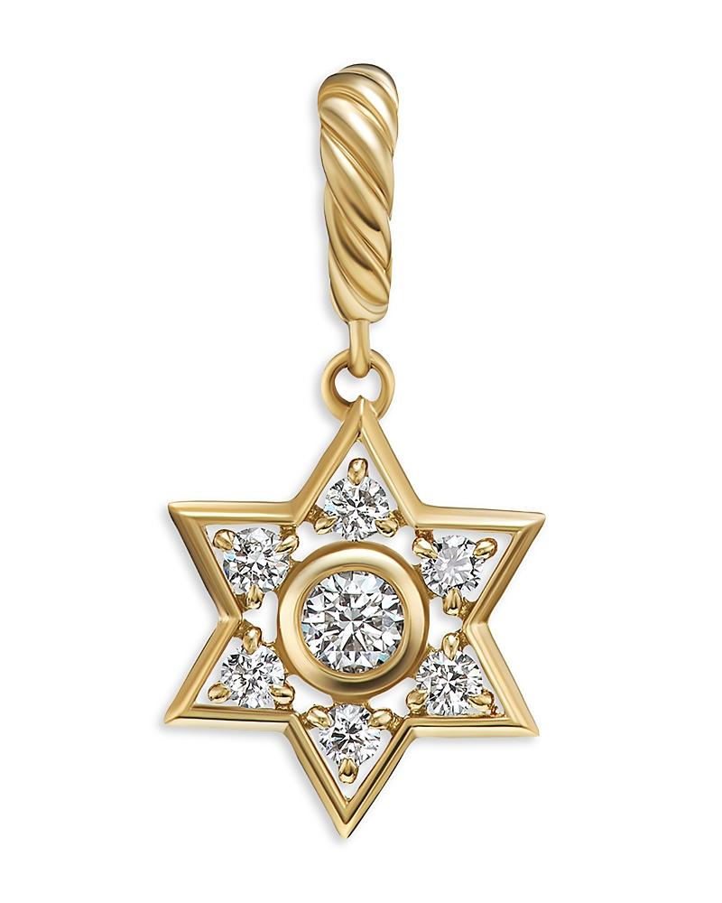 Womens Star of David Amulet in 18K Yellow Gold with Center Diamond, 13.2mm Product Image
