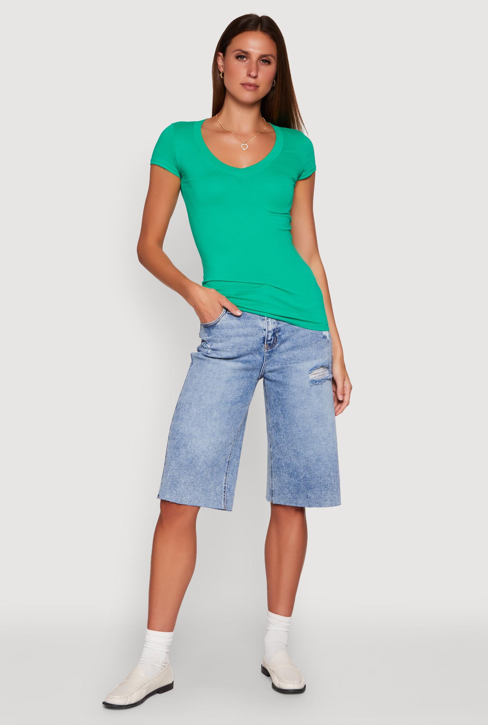 Womens V Neck Short Sleeve T Shirt Product Image