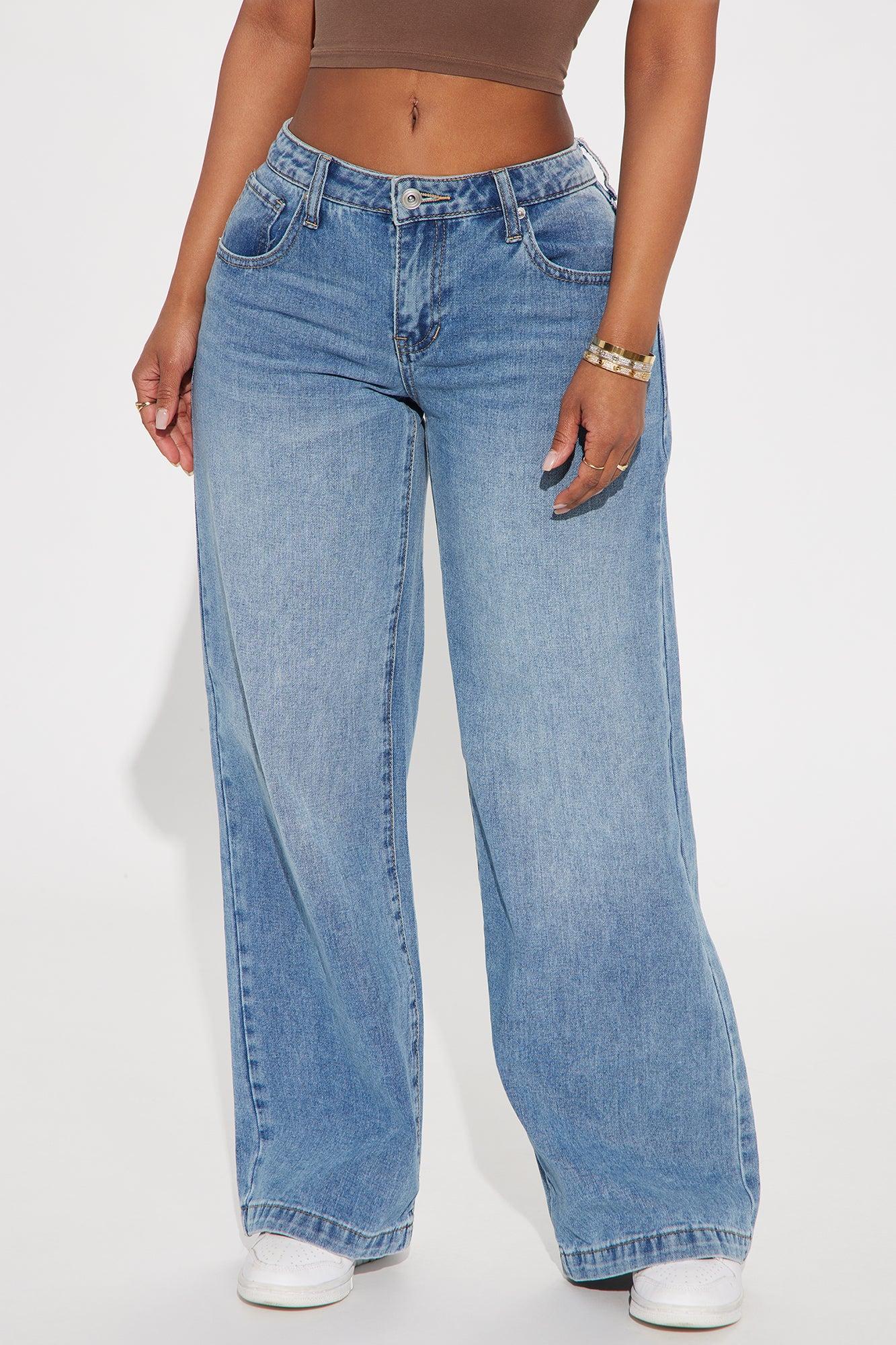 Alannah Non Stretch Low Rise Wide Leg Jeans - Medium Wash Product Image