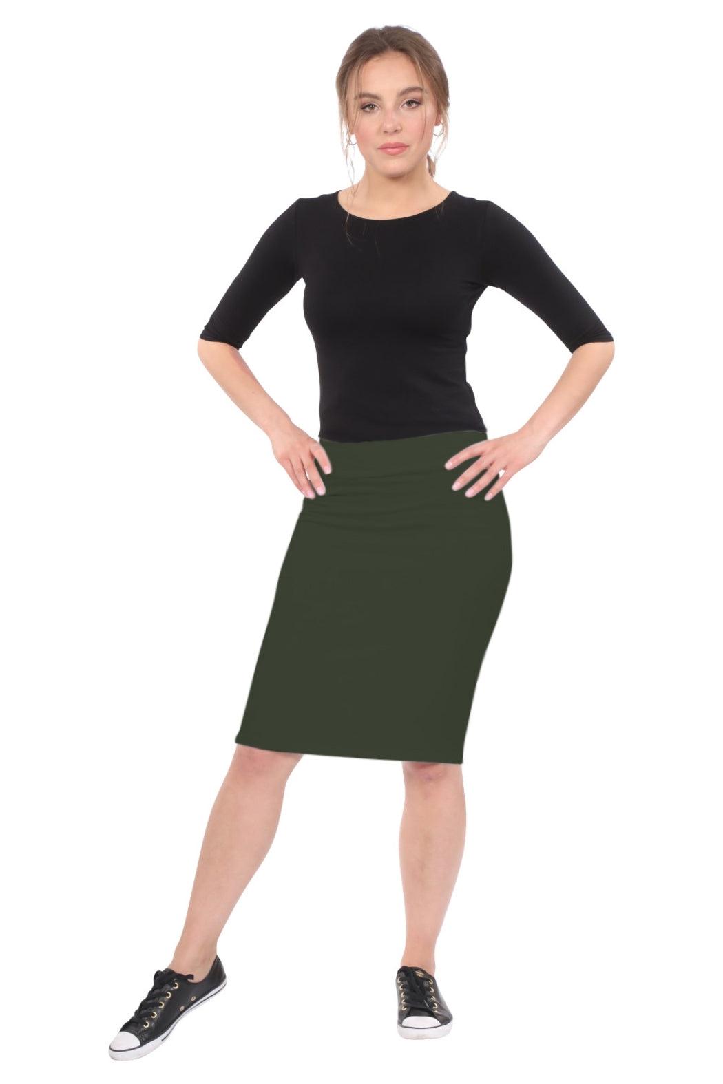 Knee-length Pencil Skirt Fitted in Cotton Lycra Product Image